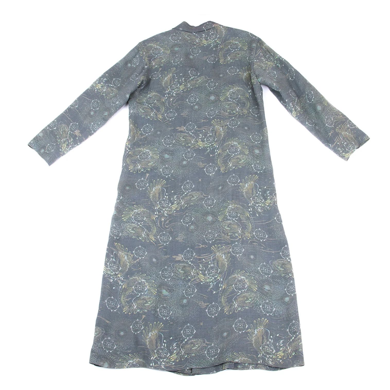 Issey Miyake Cyber Print Linen-Poly Summer Coat in Light Gray M Size US M / EU 48-50 / 2 - 10 Thumbnail