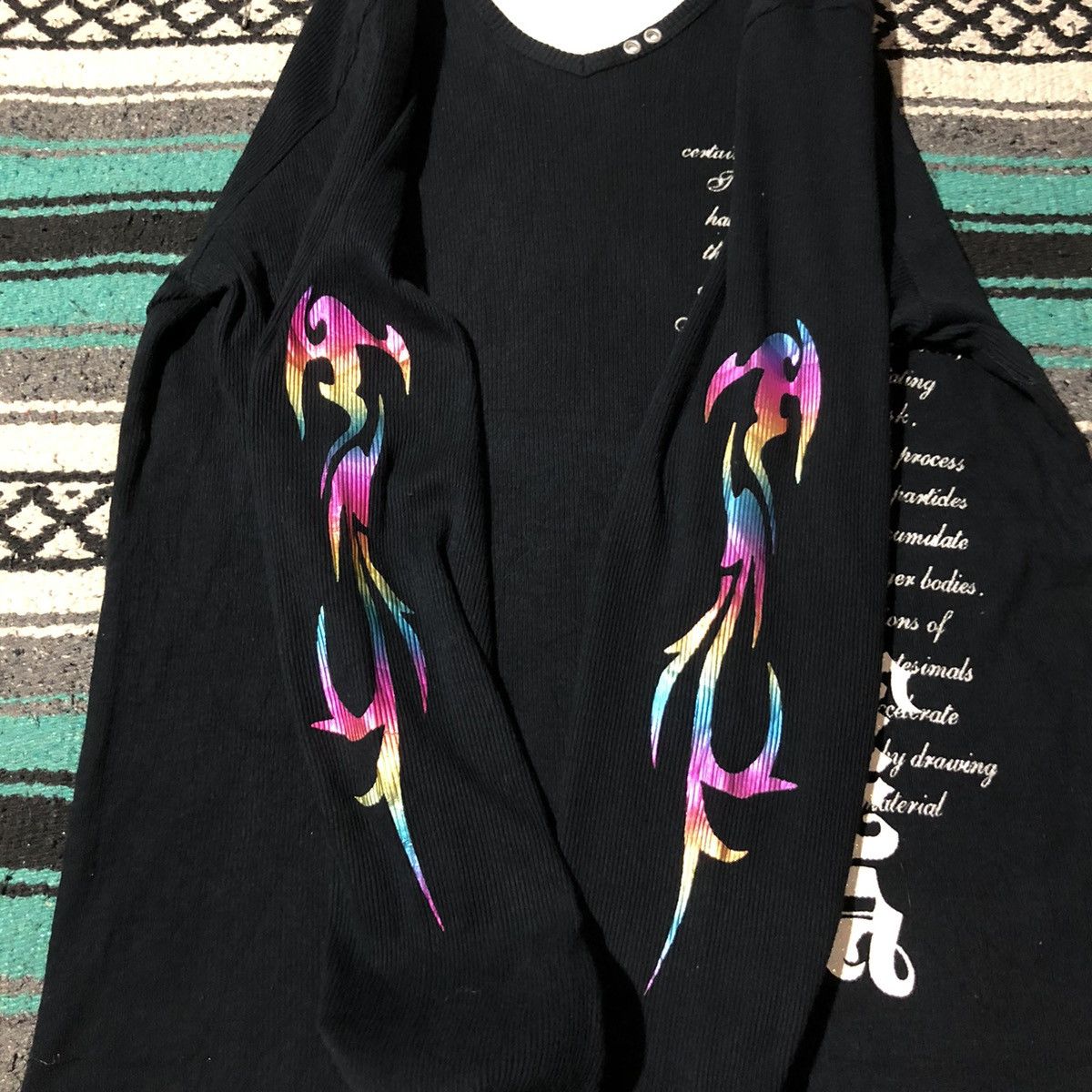 If Six Was Nine × Japanese Brand × Le Grande Bleu (L.G.B.) The Bay's Garden Tribal Rainbow LGB Style Longsleeve Size US L / EU 52-54 / 3 - 5 Thumbnail
