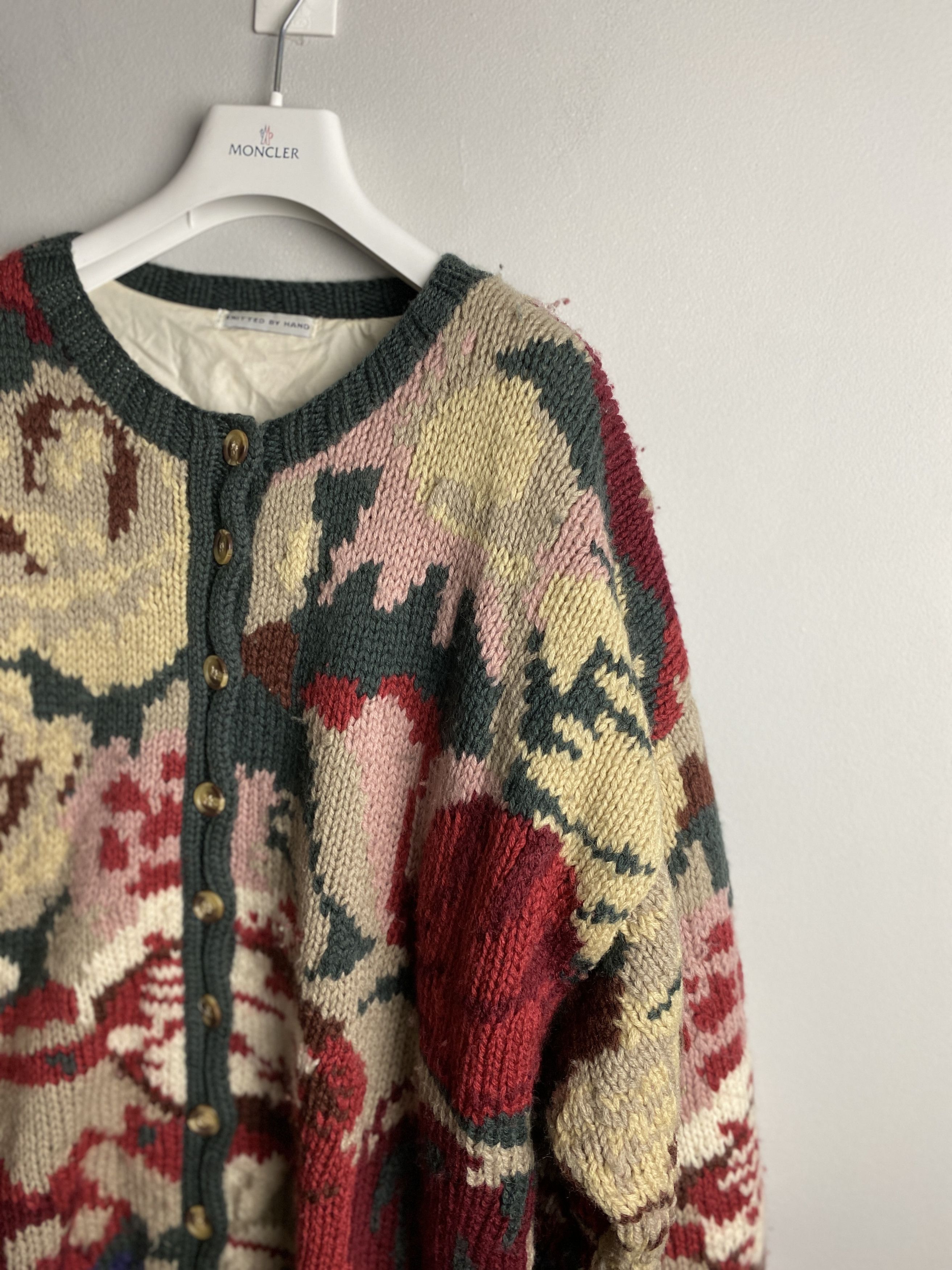 Handmade × Vintage Joseph Tricot vintage wool hand crafted floral cardigan Size ONE SIZE - 2 Thumbnail