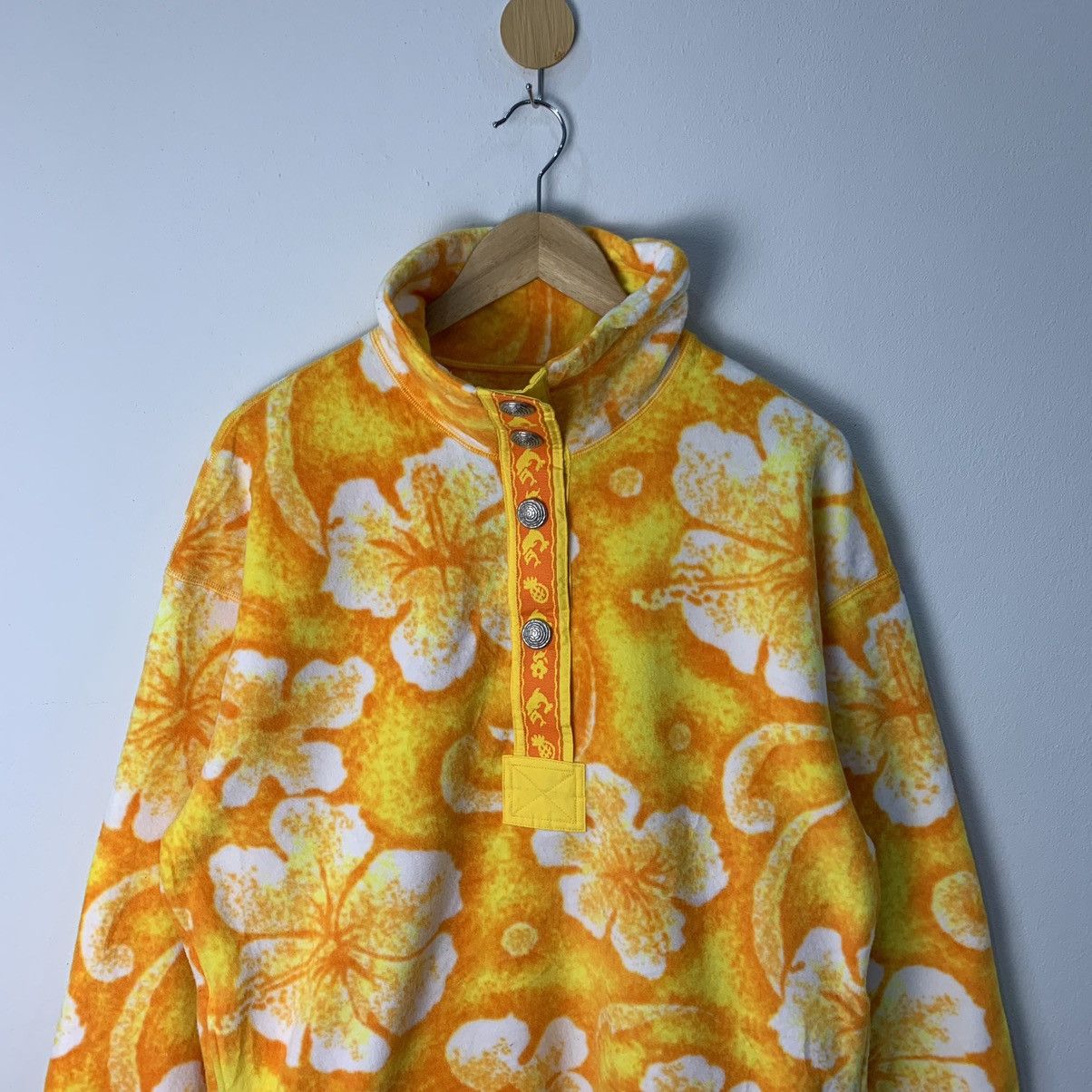 Japanese Brand Jo Jo Fiore Fleece Sweater Half Button Size US L / EU 52-54 / 3 - 6 Thumbnail