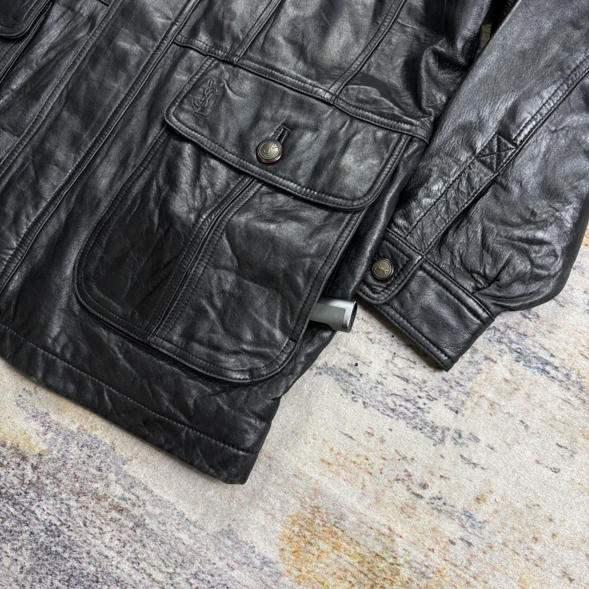 Yves Saint Laurent Vintage 90s Yves saint laurent embossed logo leather jacket Size US M / EU 48-50 / 2 - 6 Thumbnail