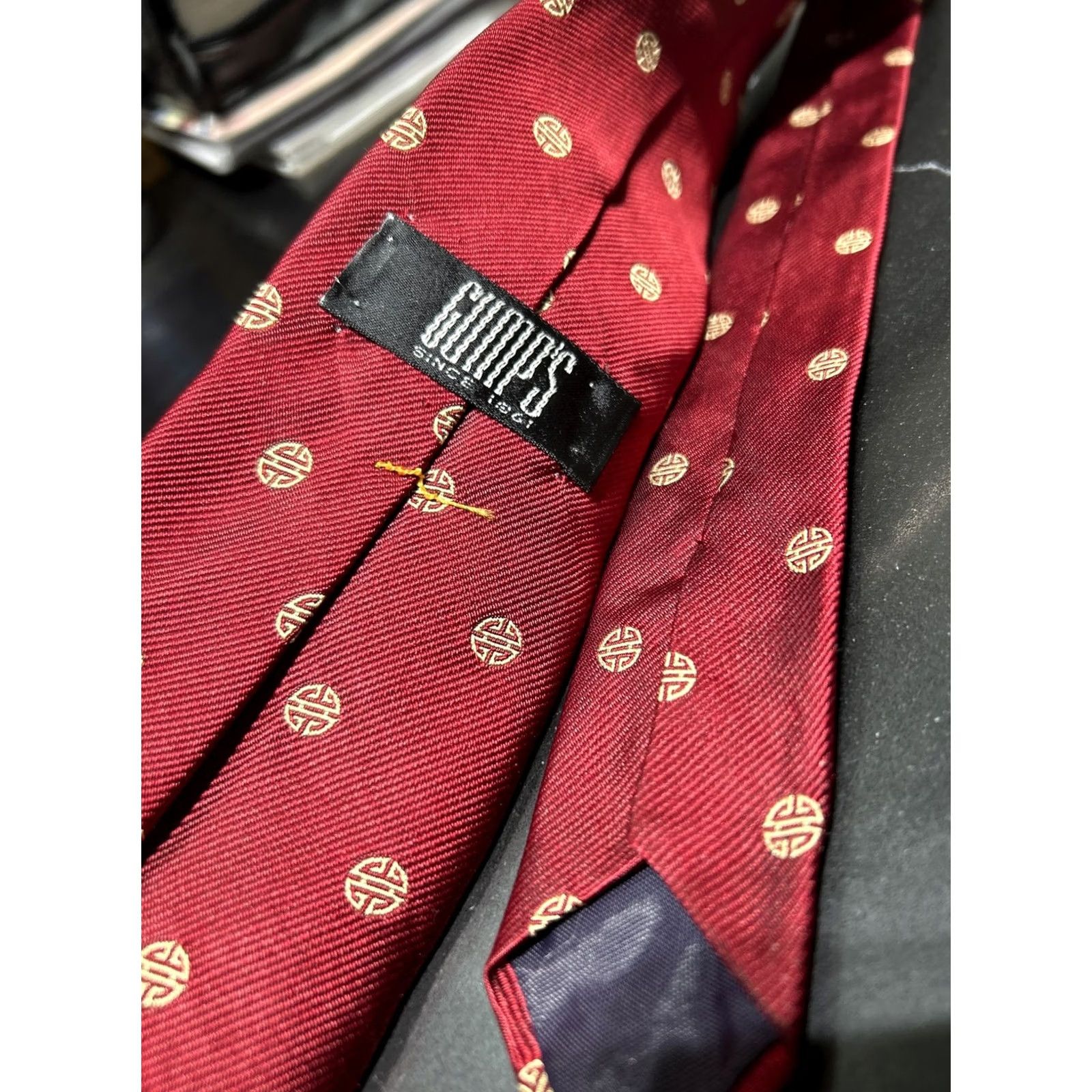 Vintage VINTAGE Gumps Silk Tie Burgundy Men Tie Silk Size ONE SIZE - 2 Thumbnail