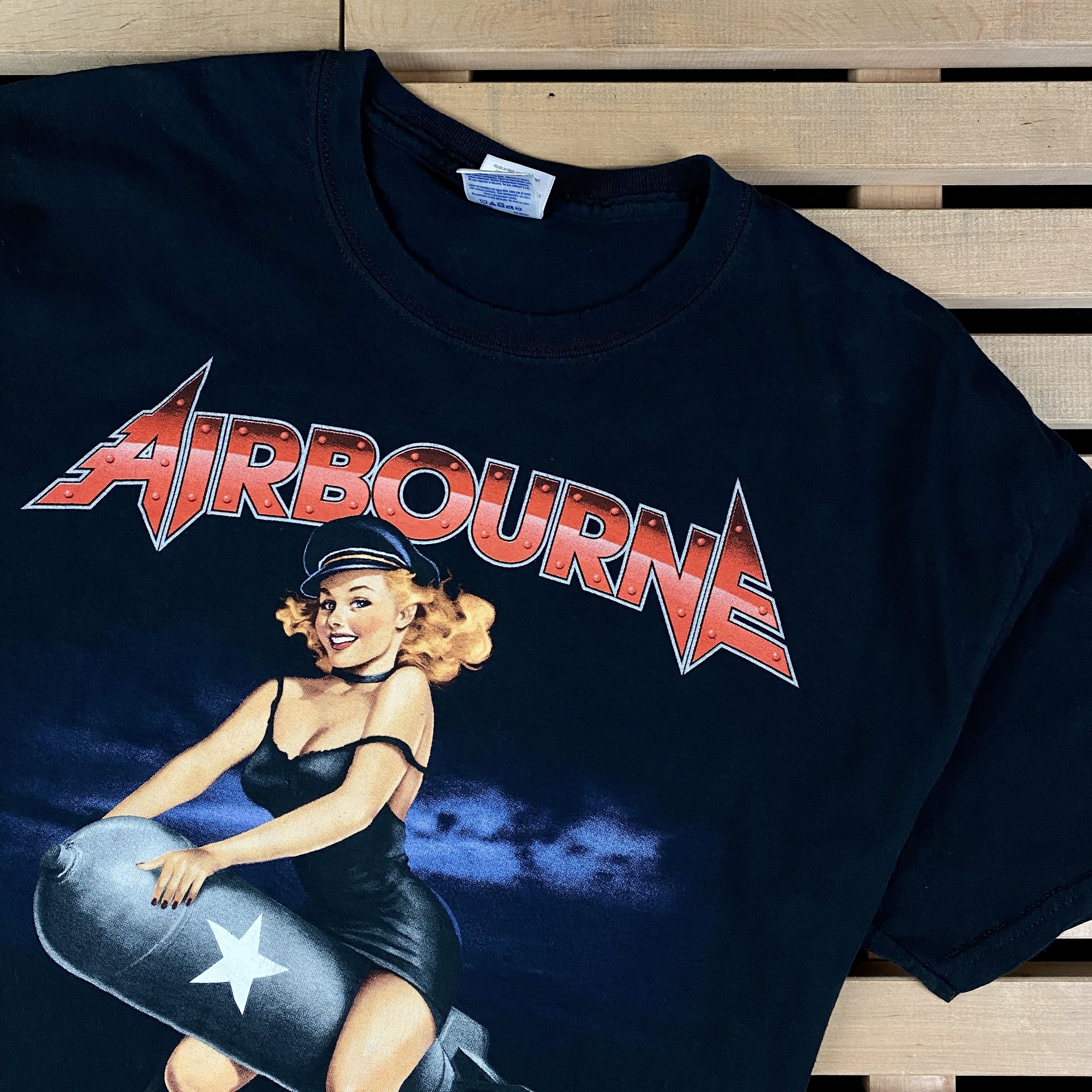 Band Tees × Vintage Mens Vintage T-Shirts Airbourne Size L Cotton Size US L / EU 52-54 / 3 - 2 Thumbnail