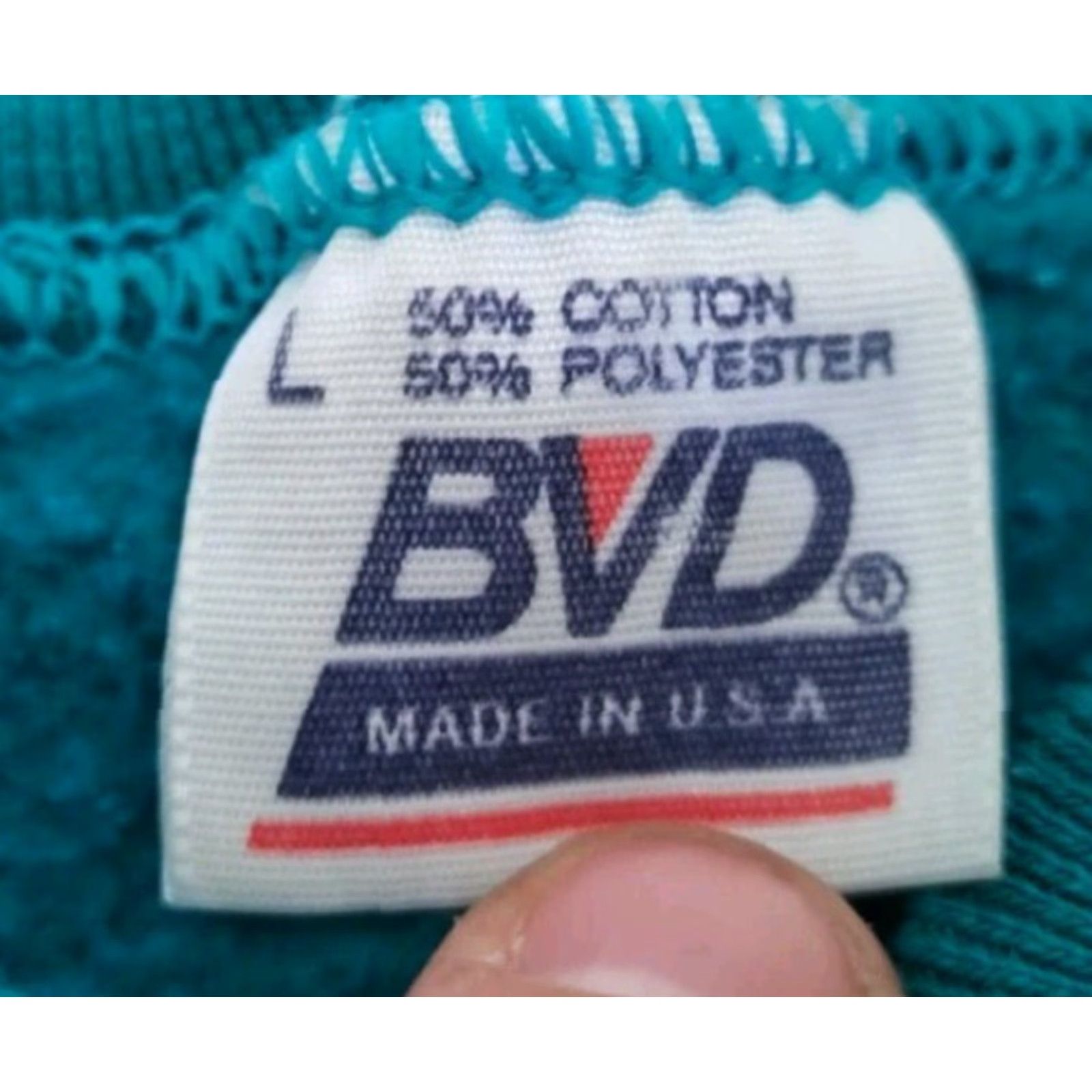Altea VINTAGE BVD Sweatshirt Teal Crewneck 90s USA Crew Neck Size L Men Long Sleeve Fleece Inside Green / Cotton Blend Polyester Size US L / EU 52-54 / 3 - 5 Thumbnail