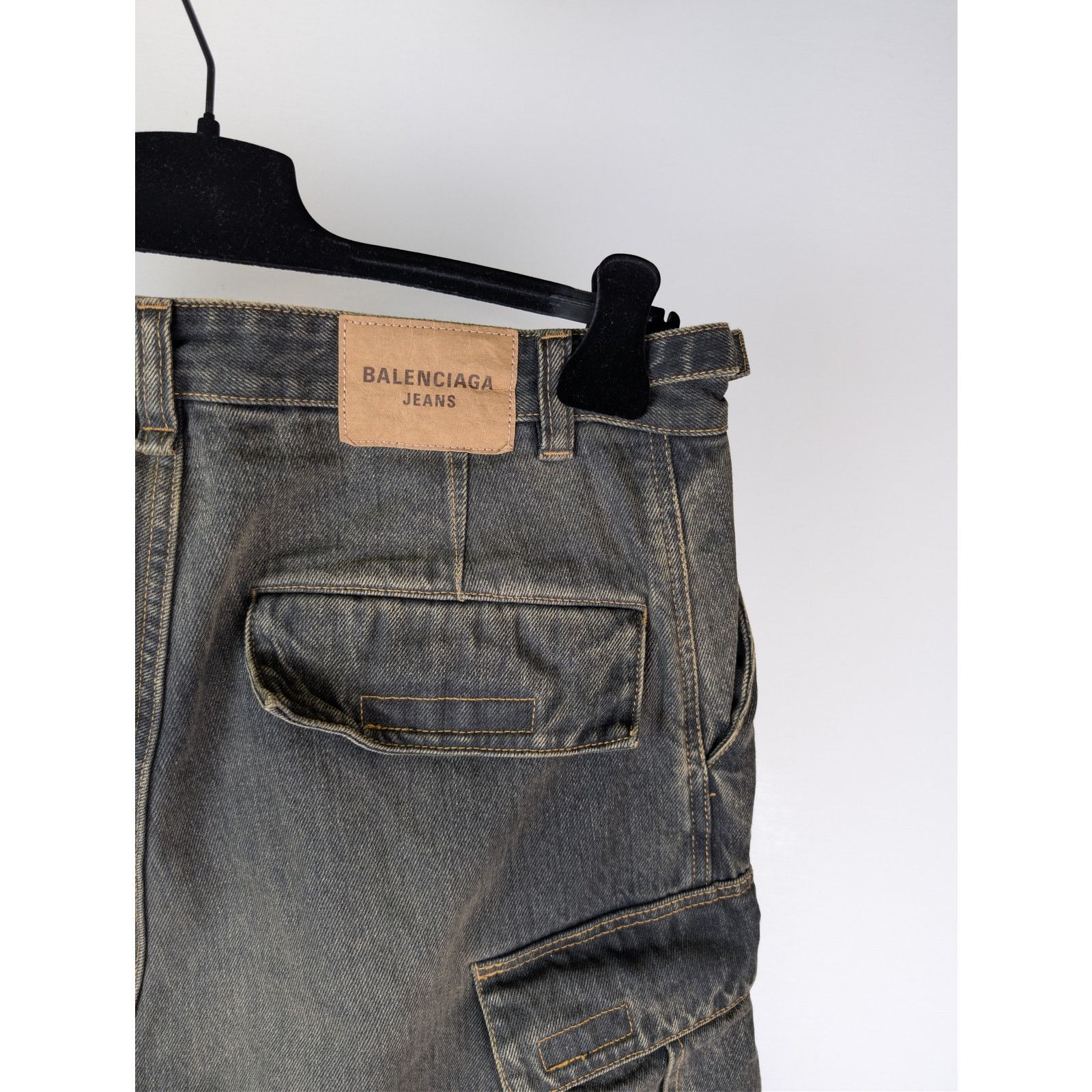 Balenciaga o1rshd1 Cargo Denim Trousers Pants in Washed Black Size US 30 / EU 46 - 14 Thumbnail
