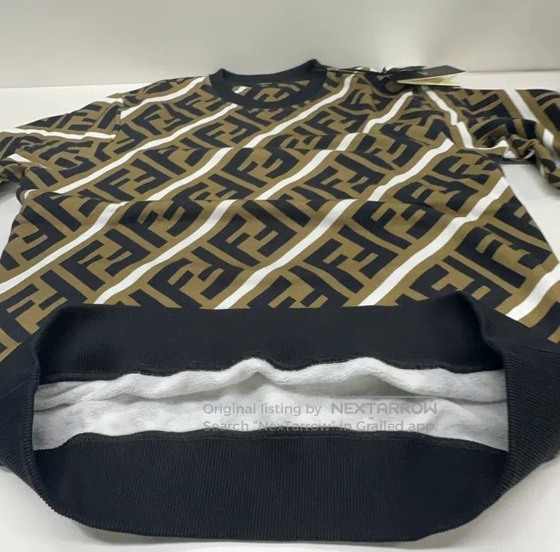 Fendi Fendi Letter print round neck long sleeve sweater - Brown Size US L / EU 52-54 / 3 - 7 Thumbnail