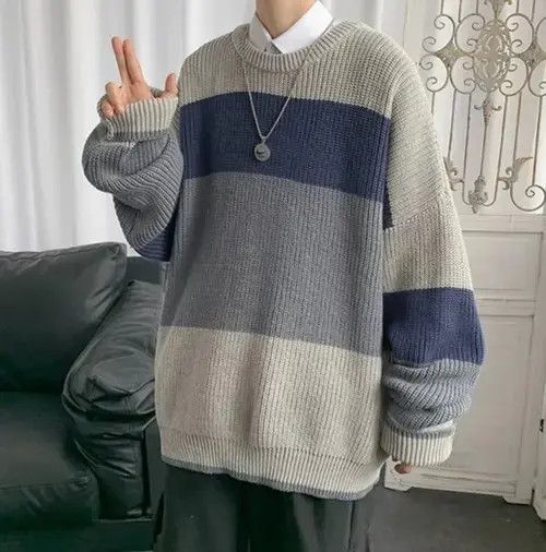 Japanese Brand Unisex Ltd Edition VIP Style Striped Knitwear Sweatshirt Size US XL / EU 56 / 4 - 1 Thumbnail