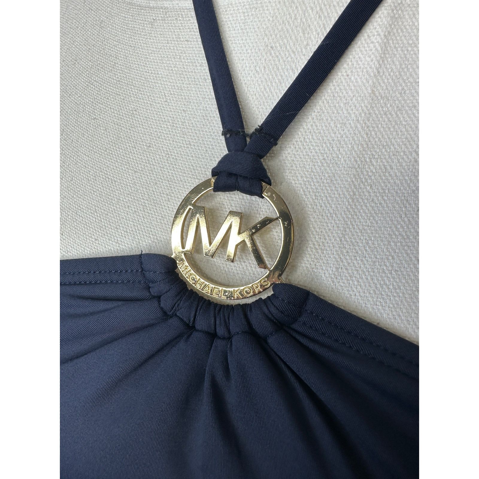 Michael Kors Michael Kors Navy Blue Halter Tankini Top XS Gold MK Logo Size XS / US 0-2 / IT 36-38 - 3 Thumbnail