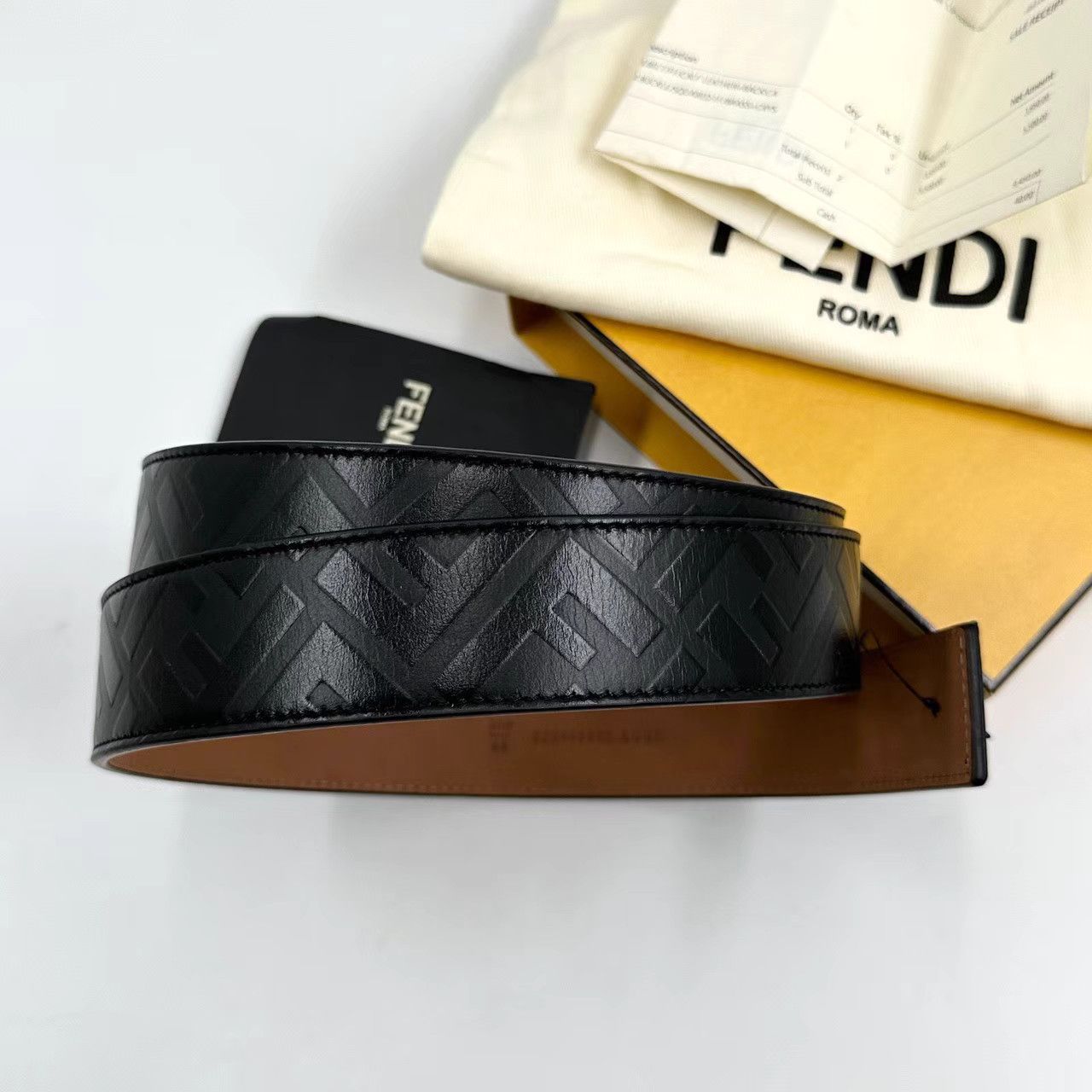Fendi Fendi Double F Embossed Black Crystal Buckle Belt K12 Size ONE SIZE - 2 Thumbnail