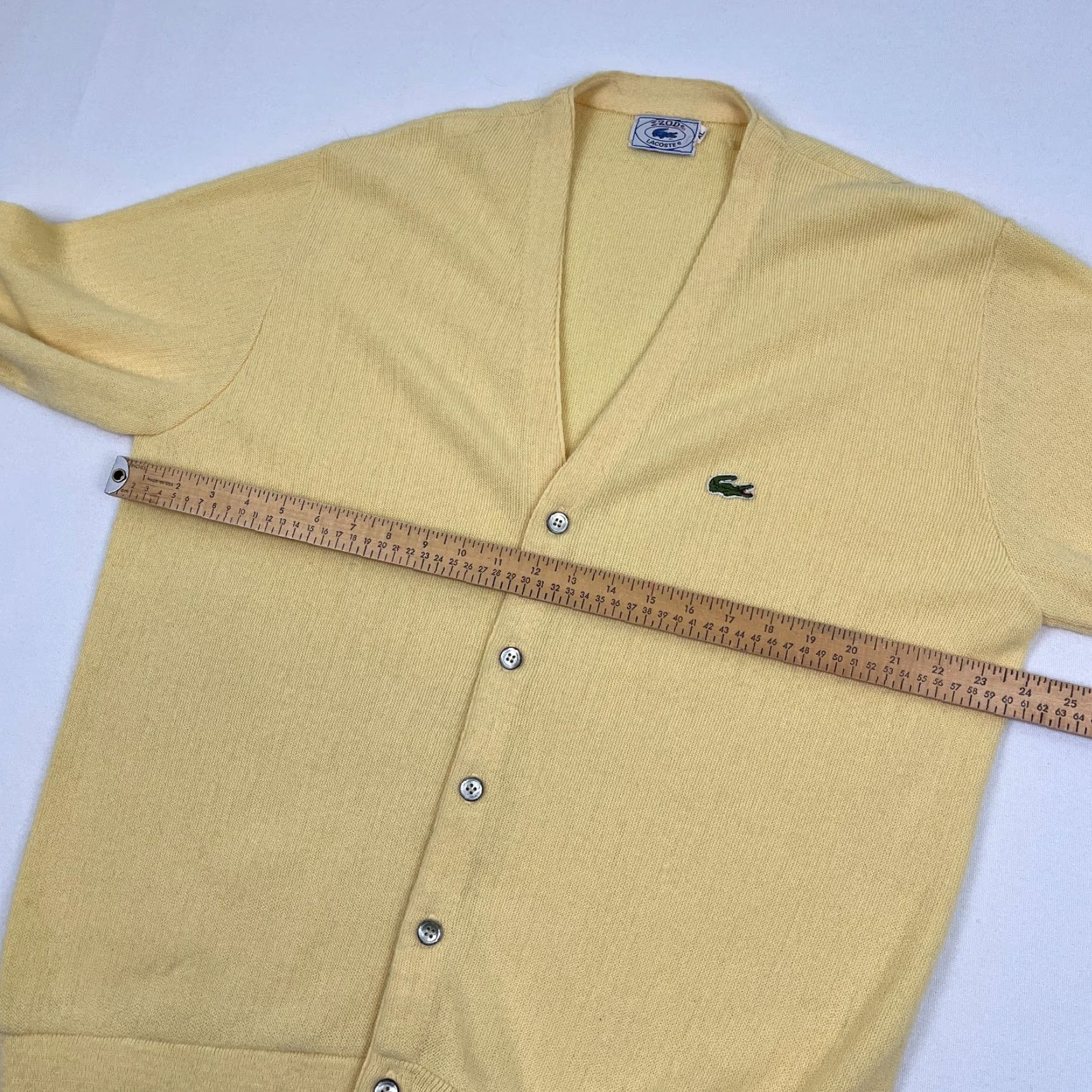 Izod VTG Izod Lacoste Cardigan Mens XL Yellow Orlon Acrylic Grandpa Jumper Cardigan Regular Knit Sweater 90s Mens Size US XL / EU 56 / 4 - 5 Thumbnail
