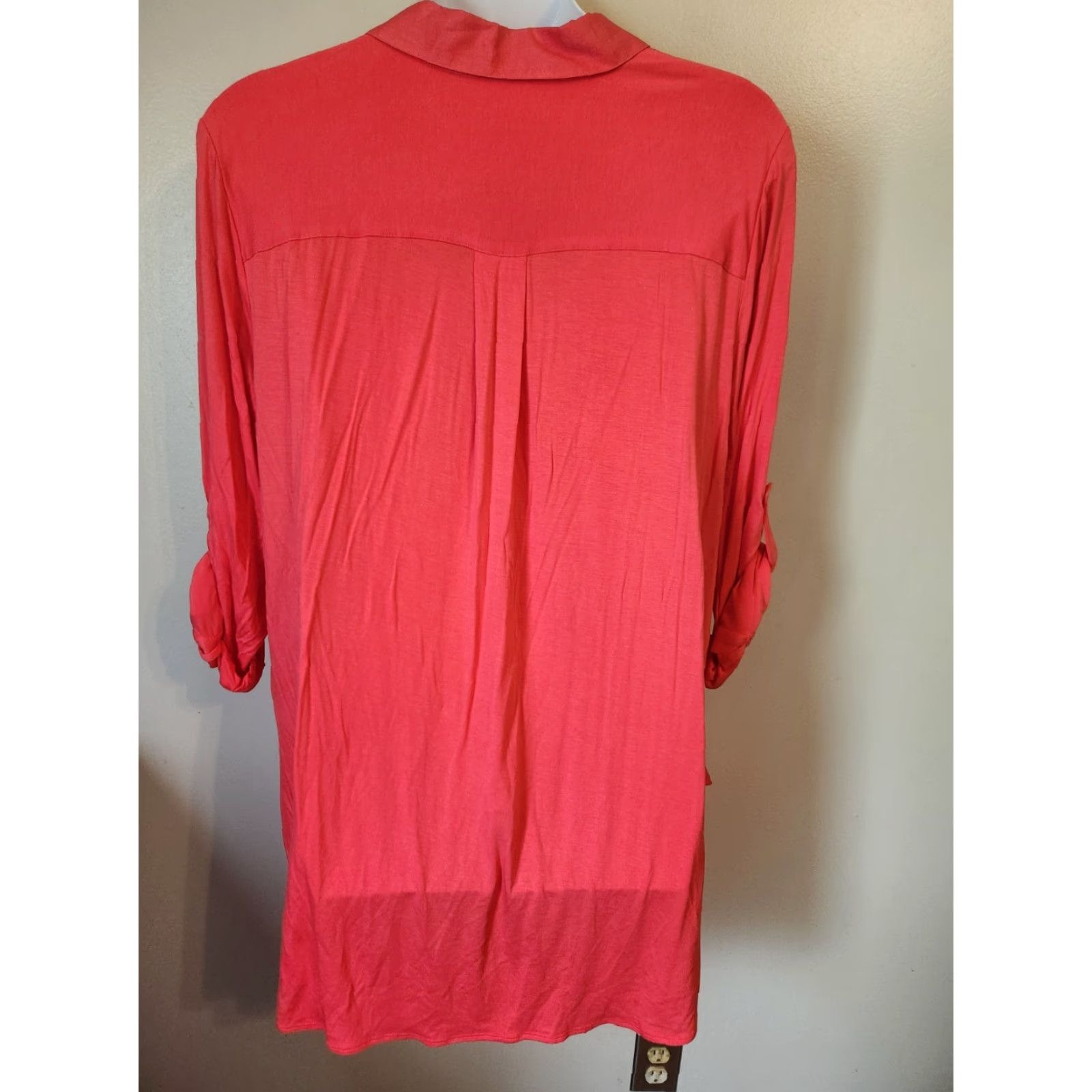 Calvin Klein Calvin Klein Womens Red Roll Tab Sleeve High Low Tunic Top Shirt 2X Plus Size XXL / US 16-18 / IT 52-54 - 5 Thumbnail