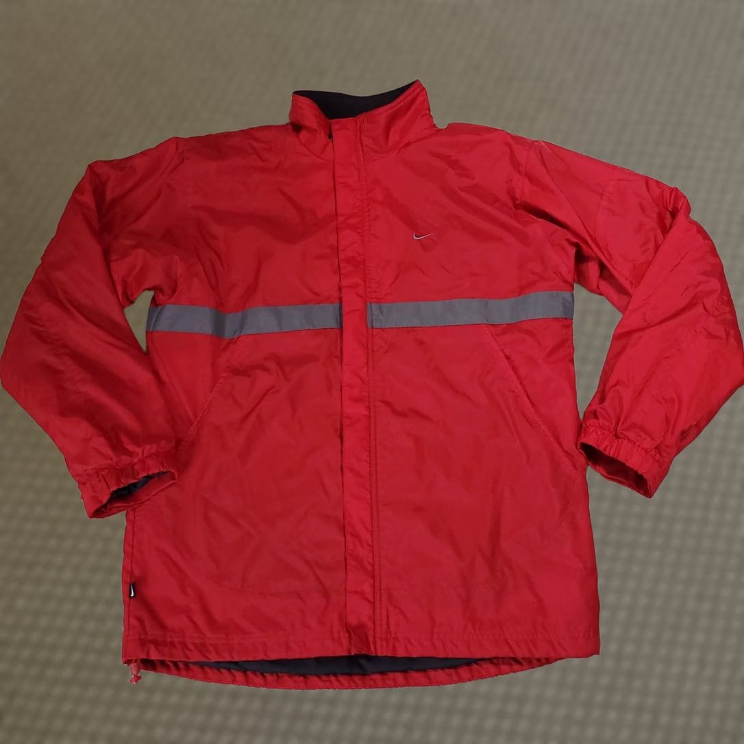 Nike VINTAGE Nike Jacket Mens M Red Windbreaker Reflective Swoosh Zip Full Zip 90s Outdoor Sports Size US M / EU 48-50 / 2 - 1 Thumbnail
