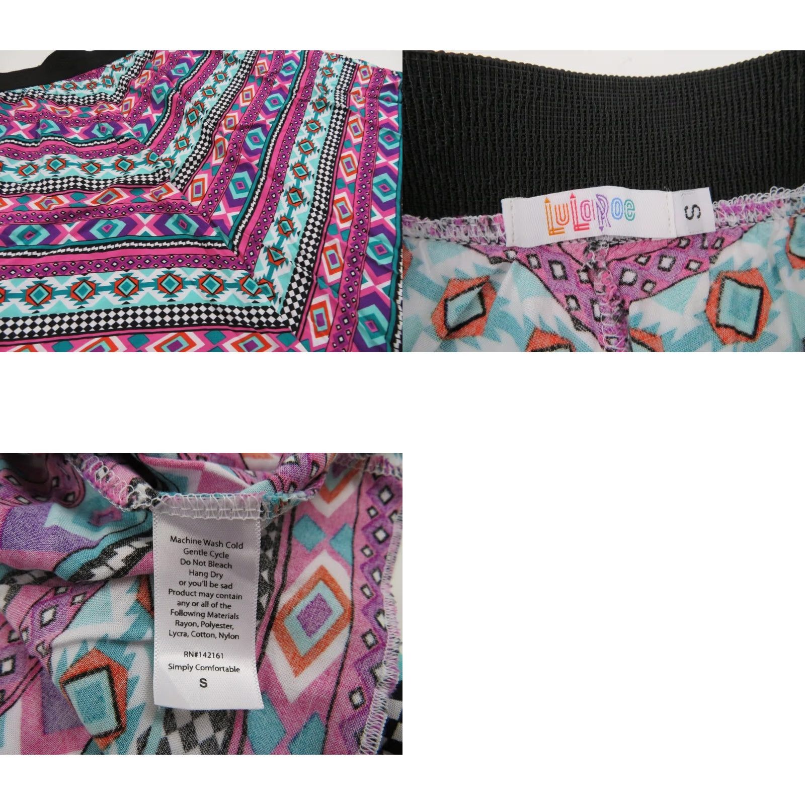 Vintage LuLaRoe Women's Lola Skirt Small Aztec Tribal Pink Blue Black Geometric Size 28" / US 6 / IT 42 - 8 Thumbnail