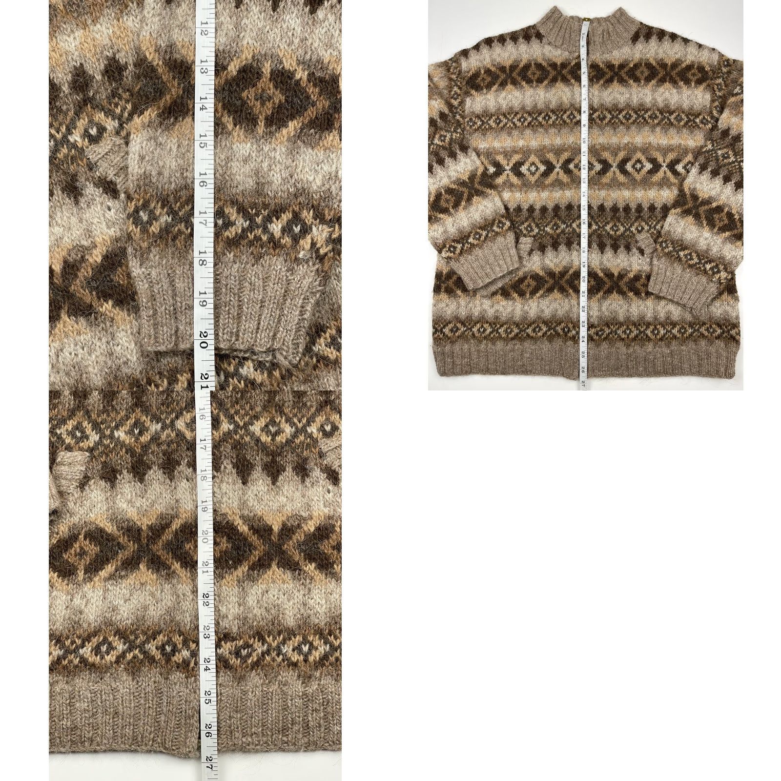 Ralph Lauren VINTAGE Ralph Lauren RL Women's Aztec Cardigan Sweater Zip Mock Neck Heavyweight M Brown Size M / US 6-8 / IT 42-44 - 8 Thumbnail