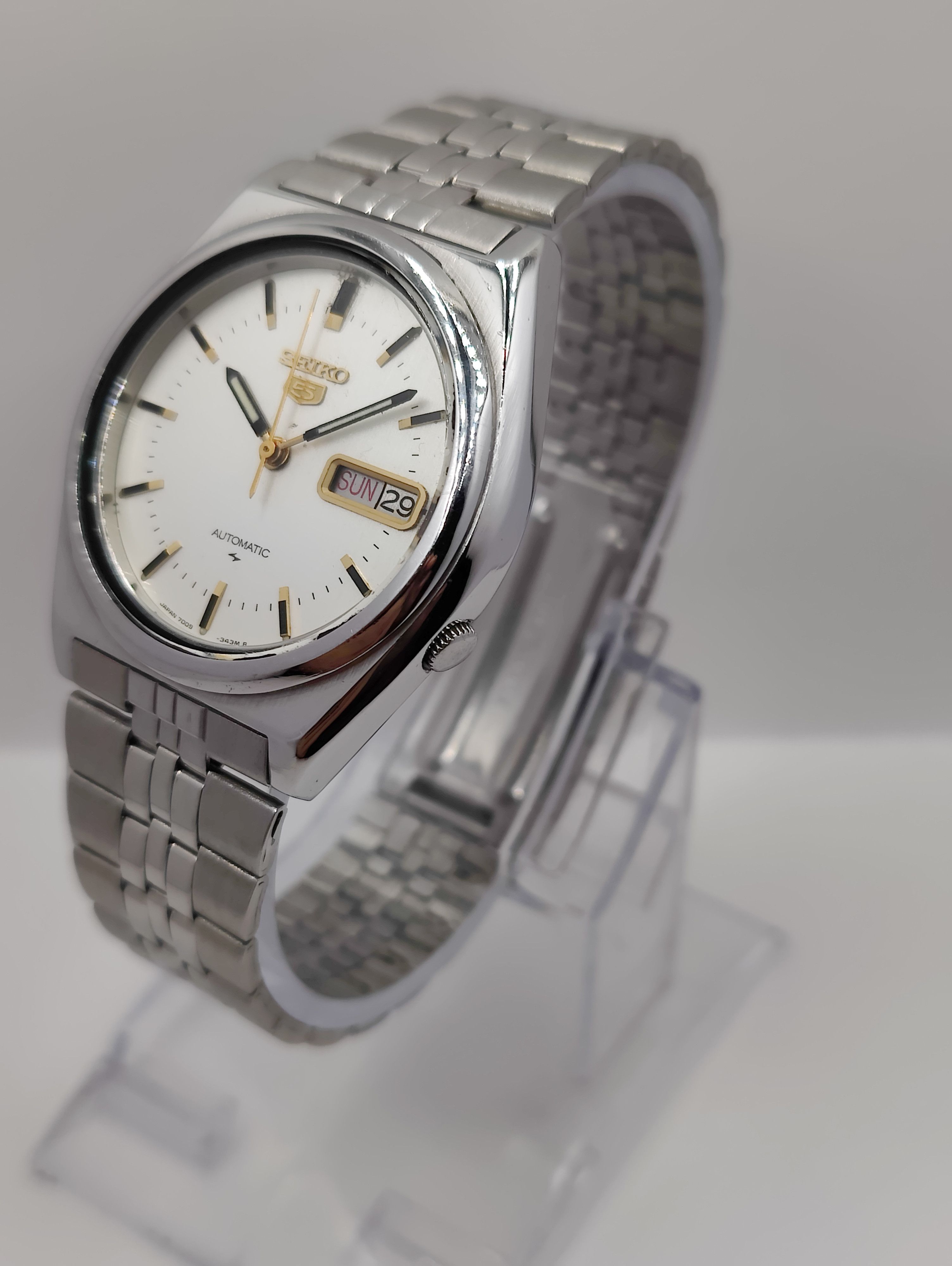Seiko Seiko 5 Automatic Wrist Watch 17Jewels Day/Date Japan Size 36 - 3 Thumbnail