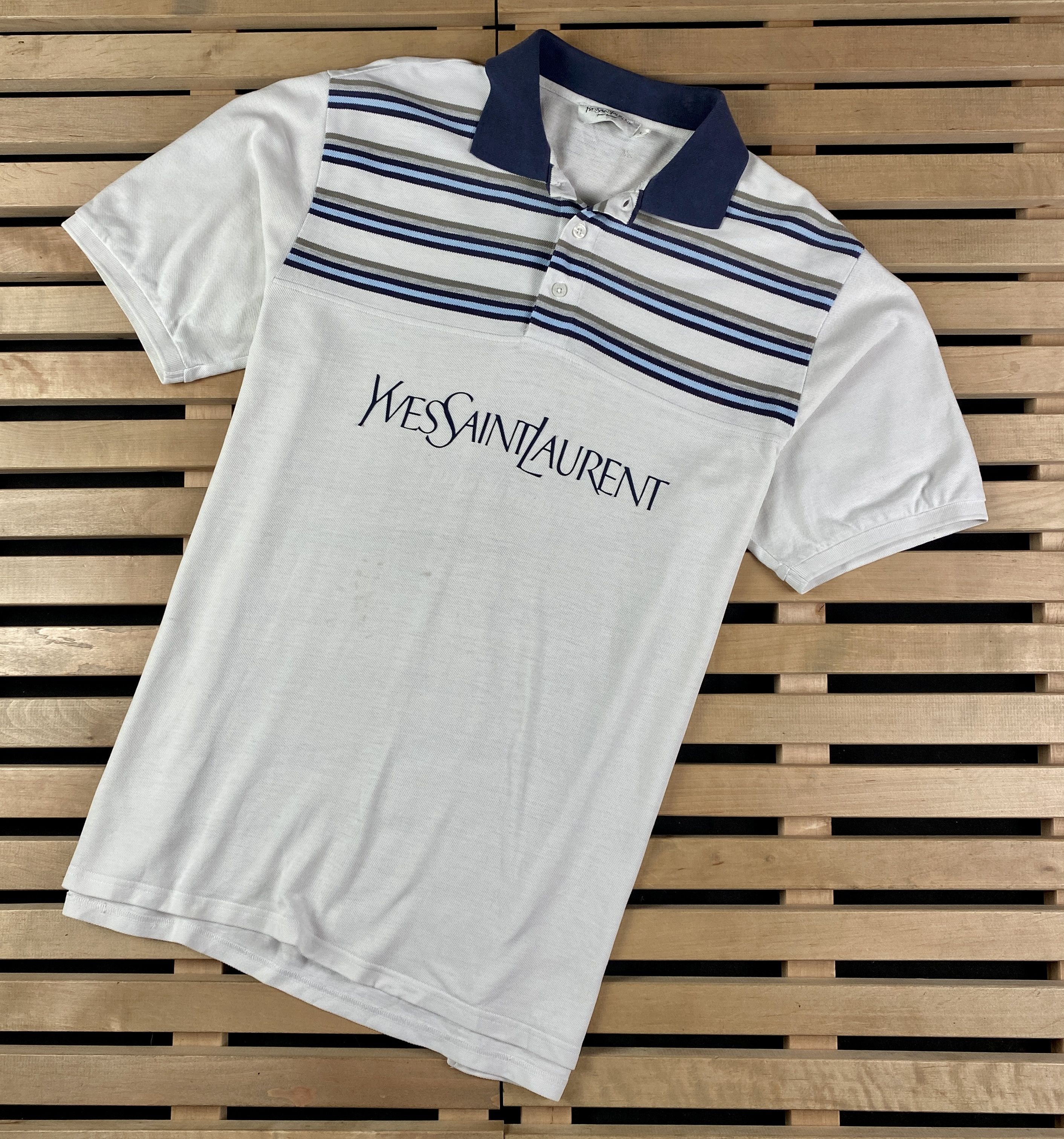 Vintage × Yves Saint Laurent Mens Polo T-Shirt Yves Saint Laurent Vintage Big Logo Size L Size US L / EU 52-54 / 3 - 1 Thumbnail