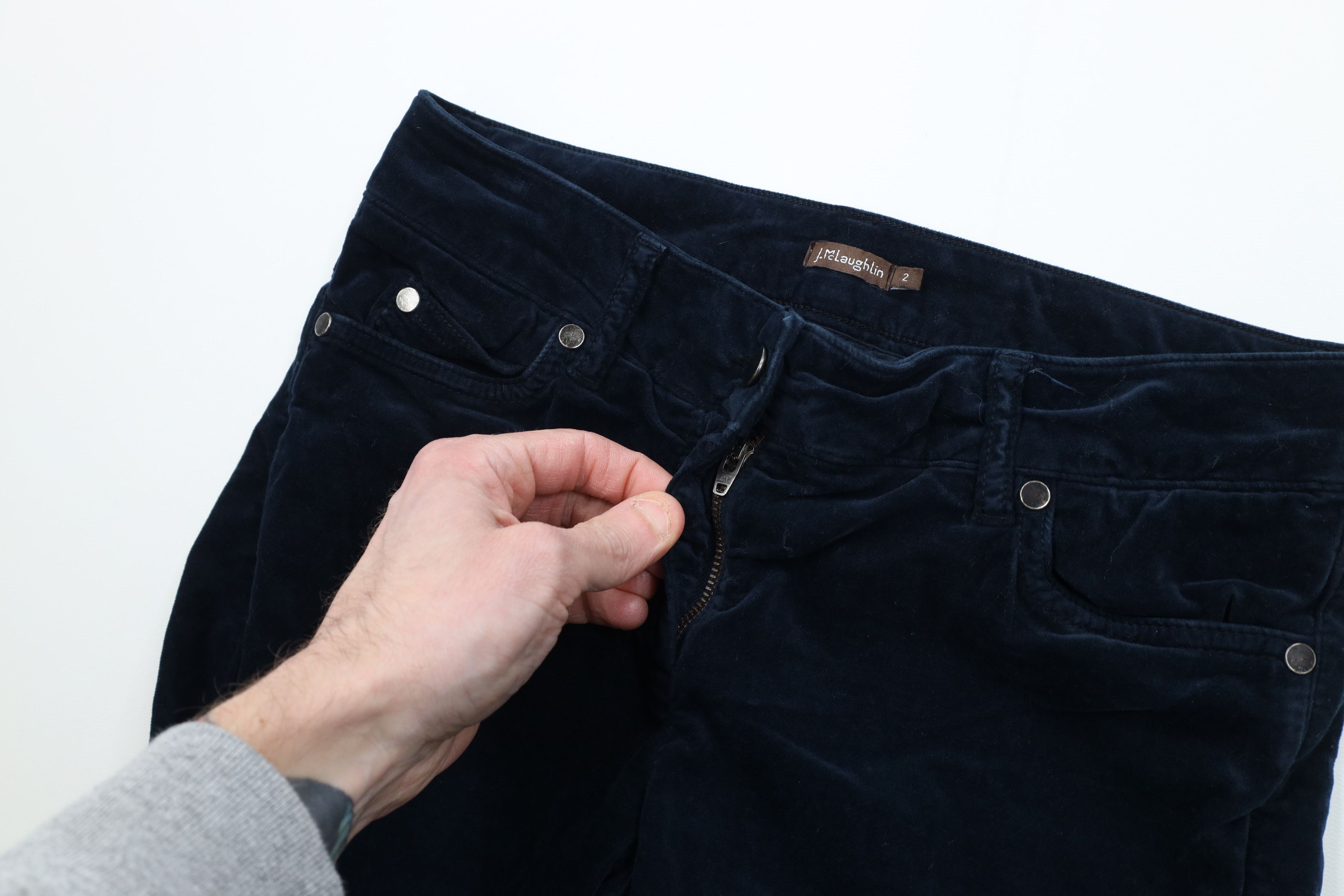 J.McLaughlin Vintage J McLaughlin Skinny Leg Velvet Velour Pants Blue Size 26" / US 2 / IT 38 - 7 Thumbnail