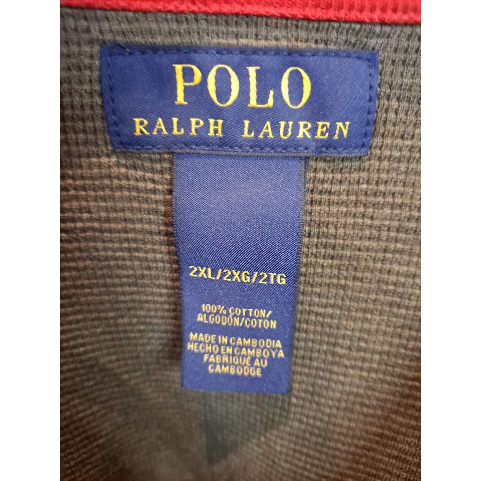 Polo Ralph Lauren Polo Ralph Lauren Olive Long Sleeve Shirt With Red Logo Size Size ONE SIZE - 3 Thumbnail