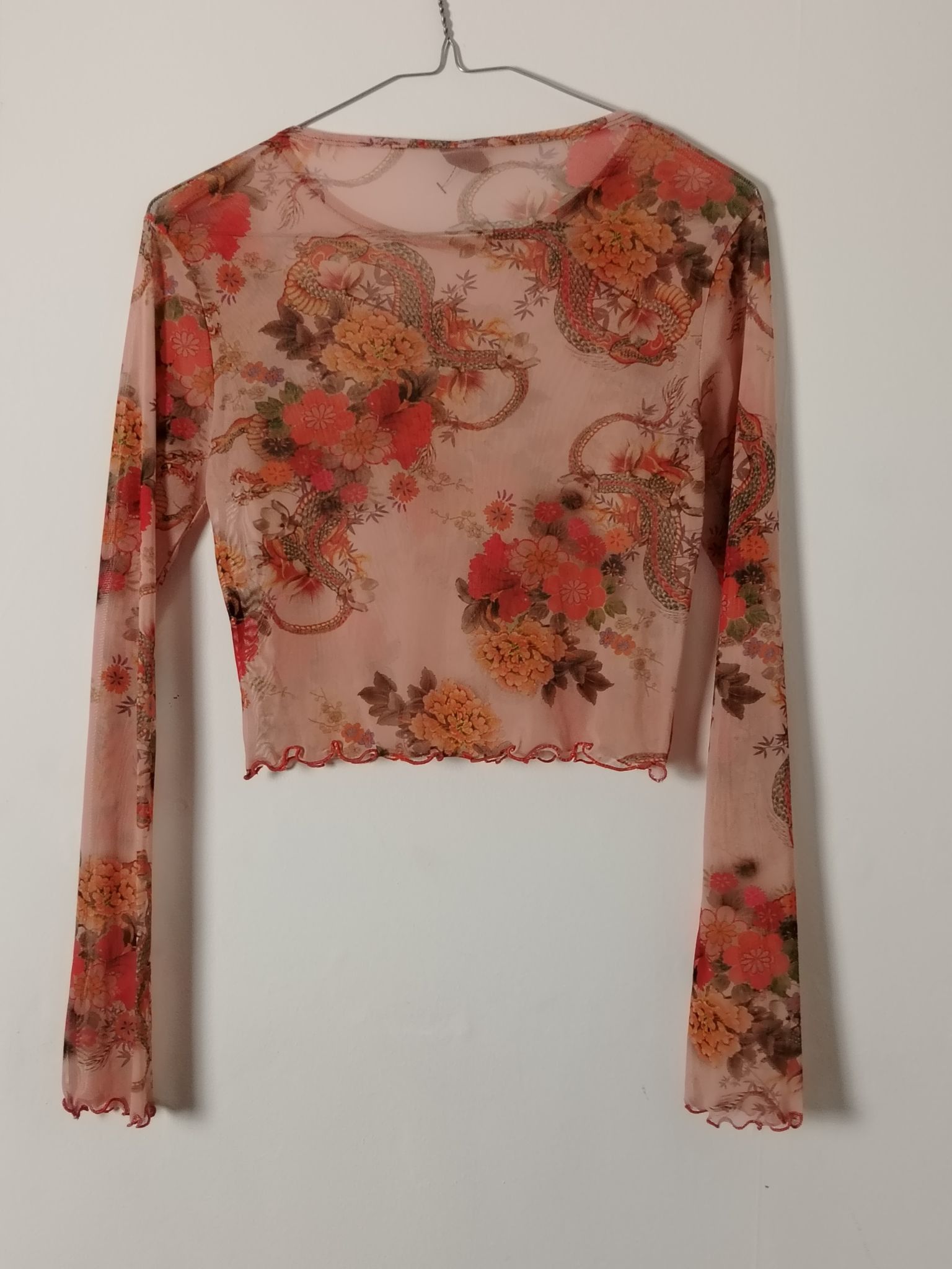 Urban Outfitters Pre-Loved Top Women S Floral Snake Print Sheer Long Sleeve Size S / US 4 / IT 40 - 1 Thumbnail