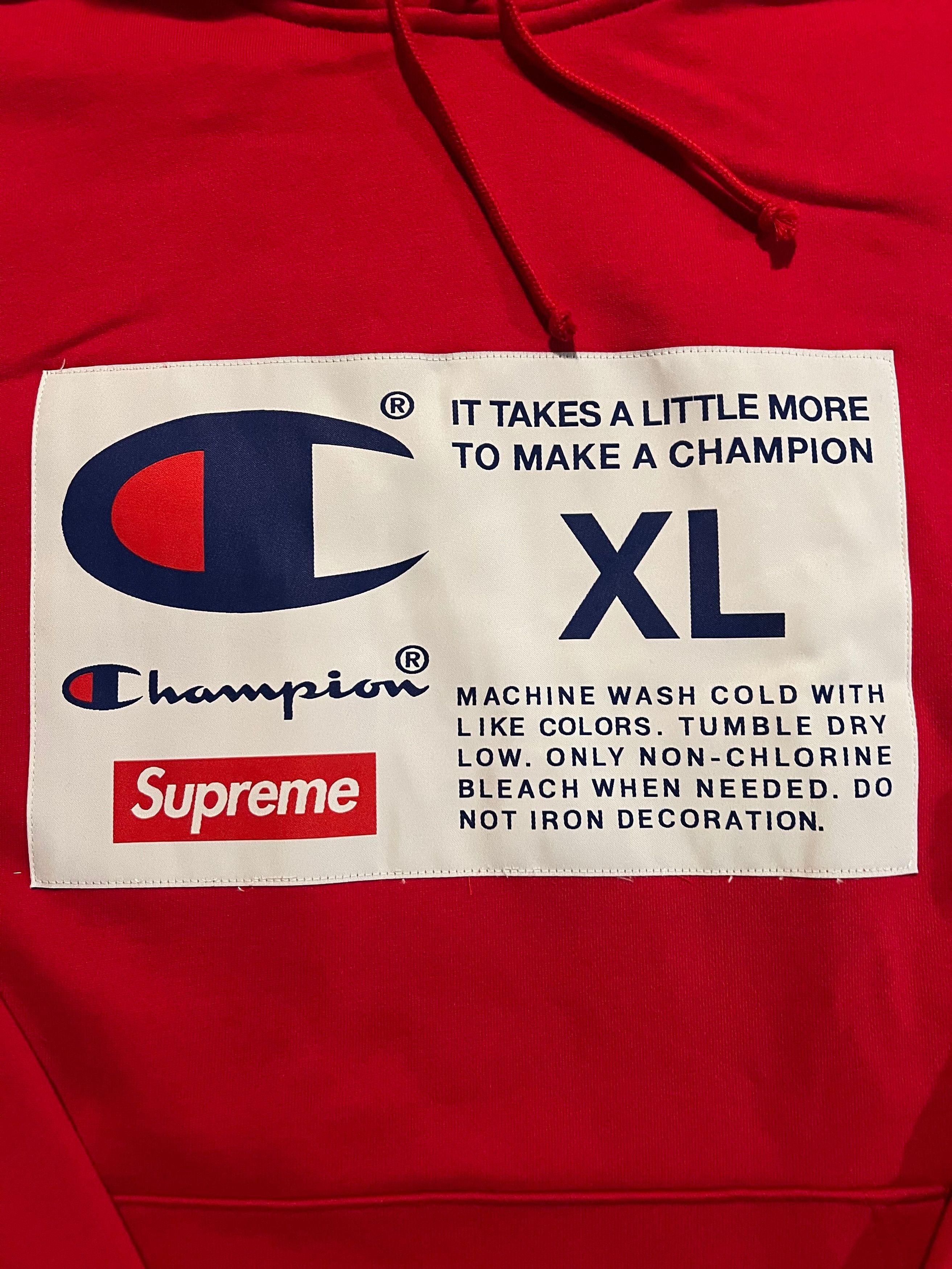 Champion × Supreme Supreme x Champion Red Hoodie Sweatshirt XL Extra Large Size US XL / EU 56 / 4 - 2 Thumbnail