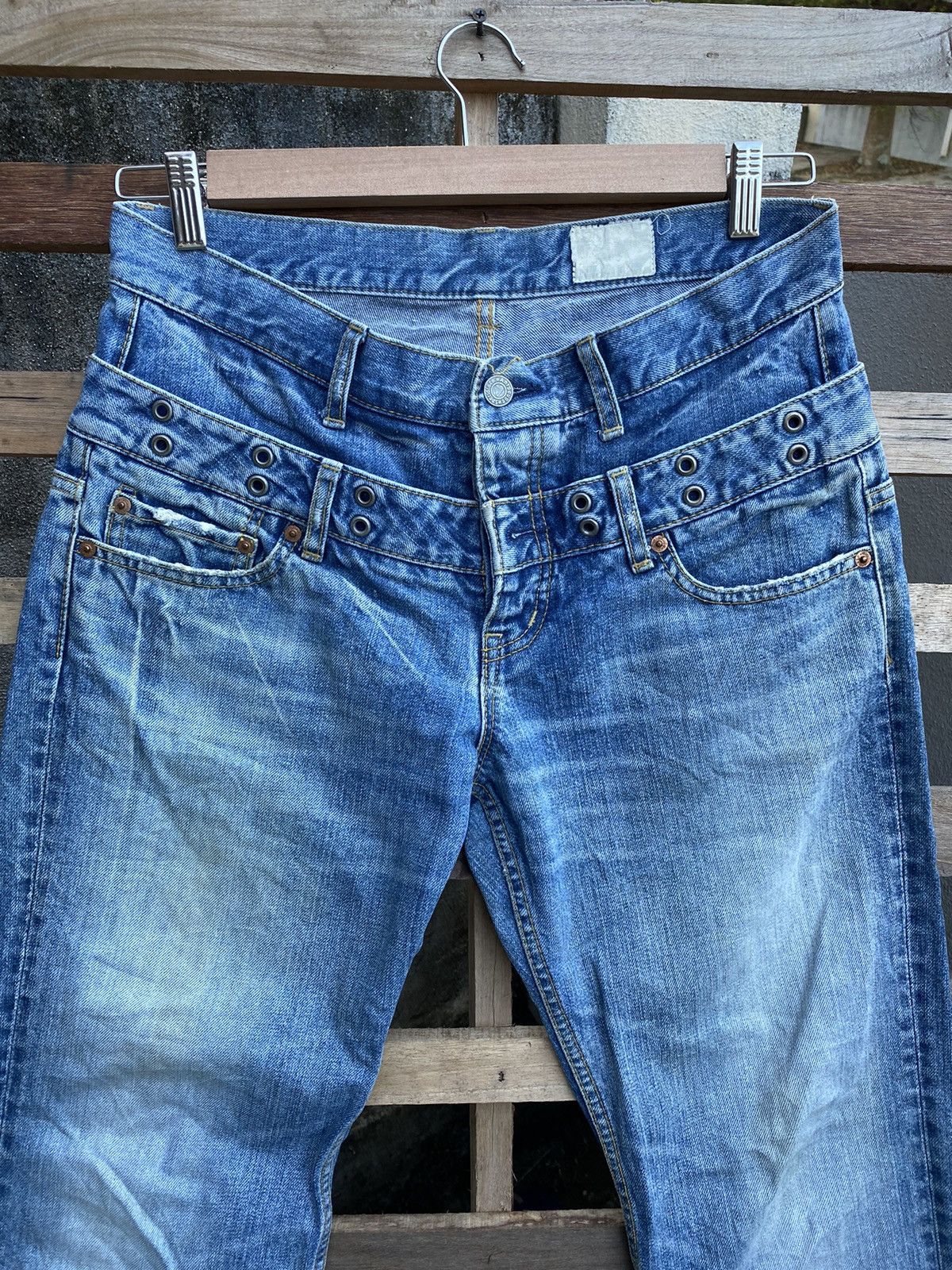 Japanese Brand Sick Crazy 🔥 Vintage Y2K Ant gauge Double Waisted Jeans Size US 33 - 2 Thumbnail