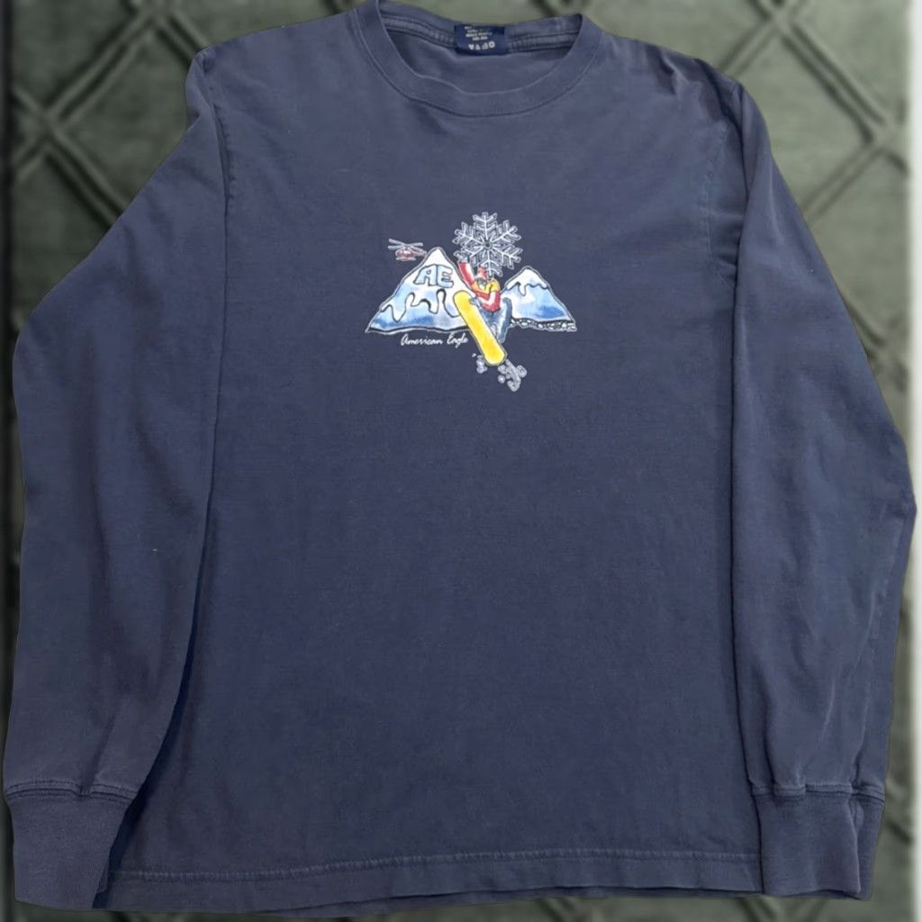 American Eagle Outfitters VINTAGE American Eagle Snowboard Graphic Long Sleeve T-Shirt XS Unisex Adults Blue Cyber Y2K Men Women Size US XS / EU 42 / 0 - 1 Thumbnail