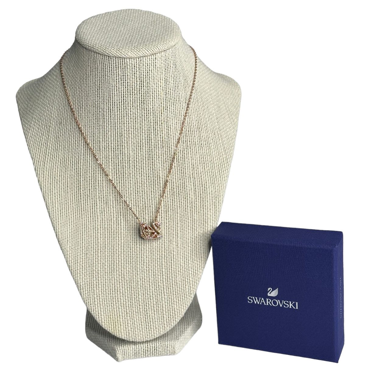 image of Swarovski Facet Swan Reversible Pendant Necklace in Gold, Women's
