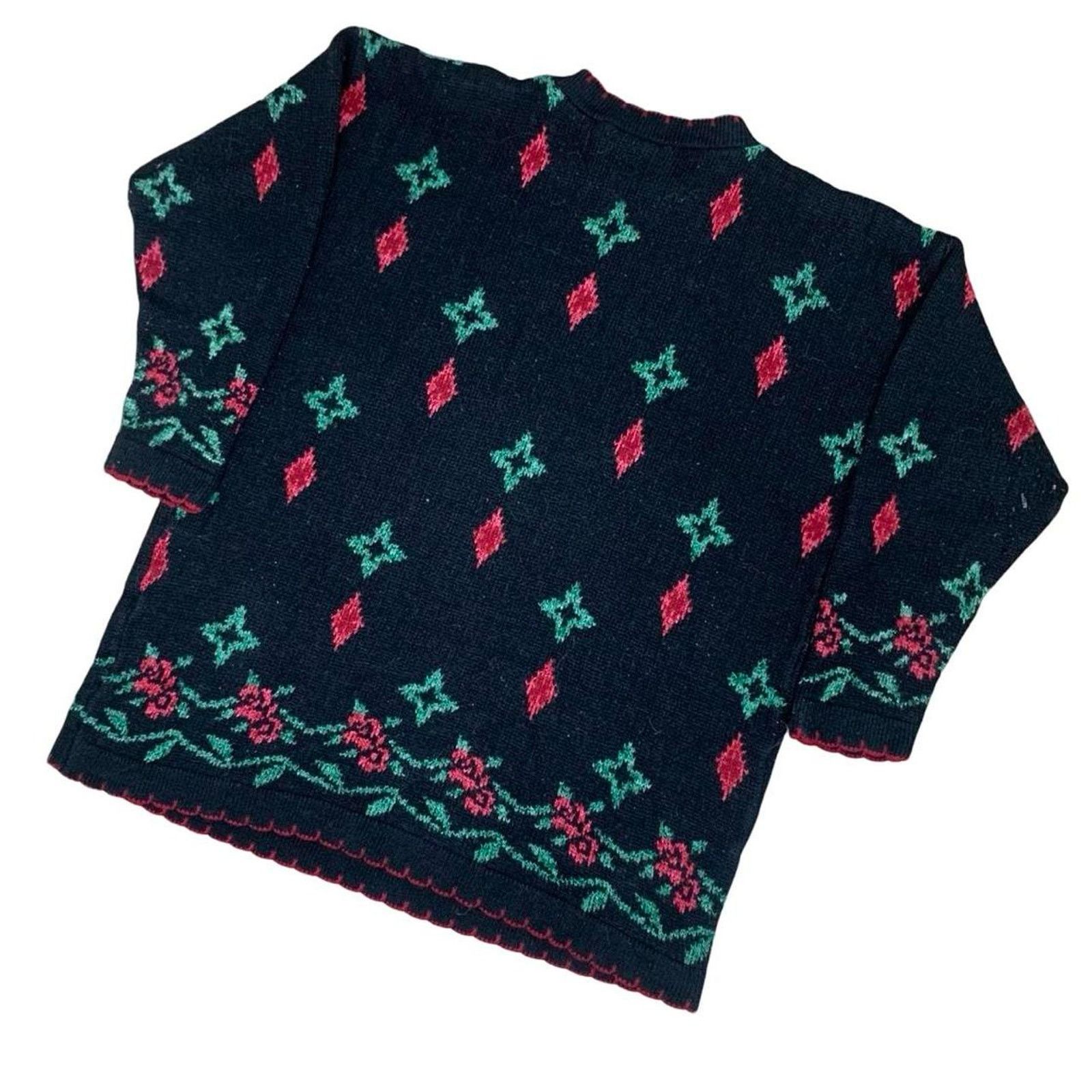 Vintage Vintage 90s Knit Rose Sweater Size M / US 6-8 / IT 42-44 - 4 Thumbnail