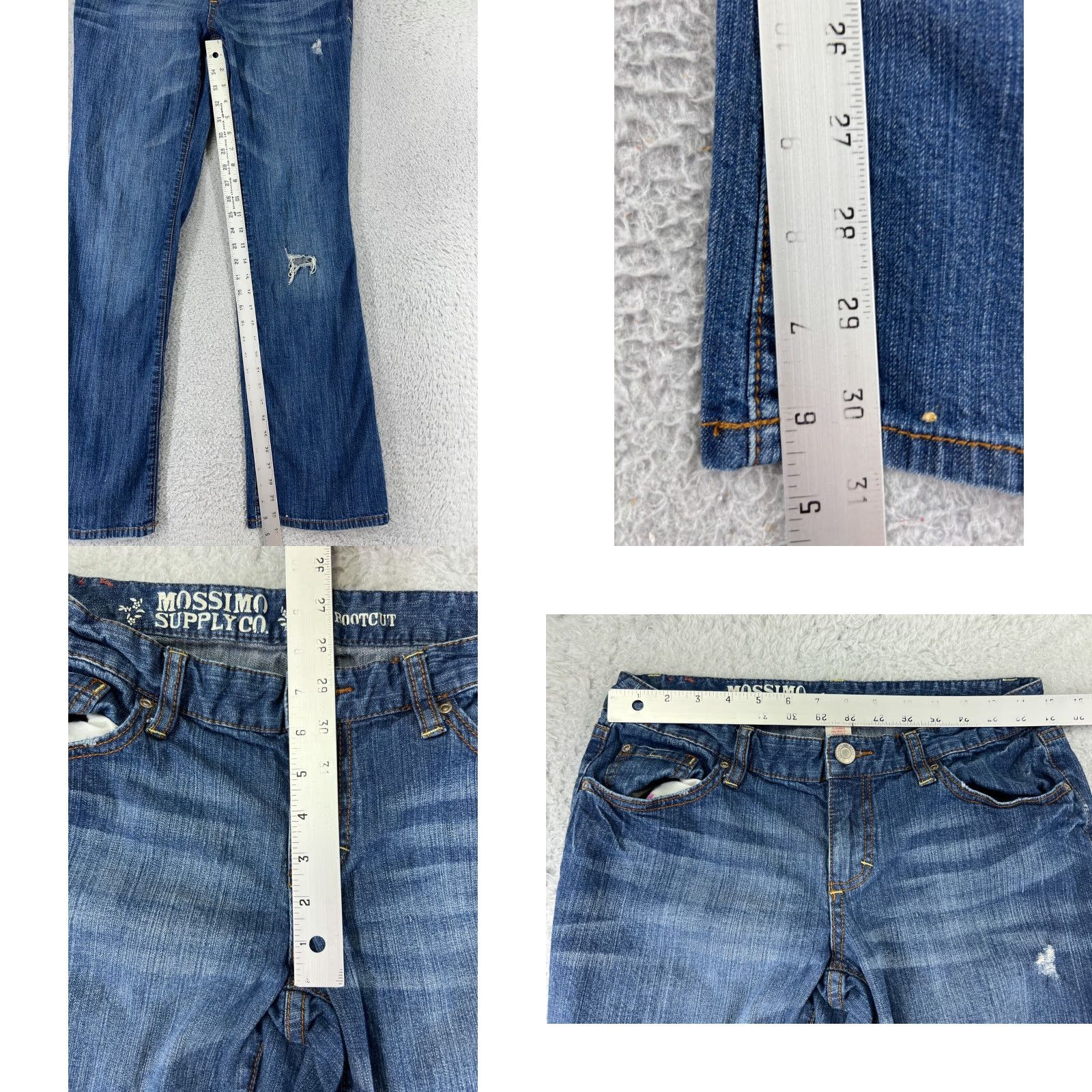 Mossimo Mossimo Jeans Women 11 Blue Denim Bootcut Cotton Blend Low Rise Distressed Size 32" / US 10 / IT 46 - 8 Thumbnail