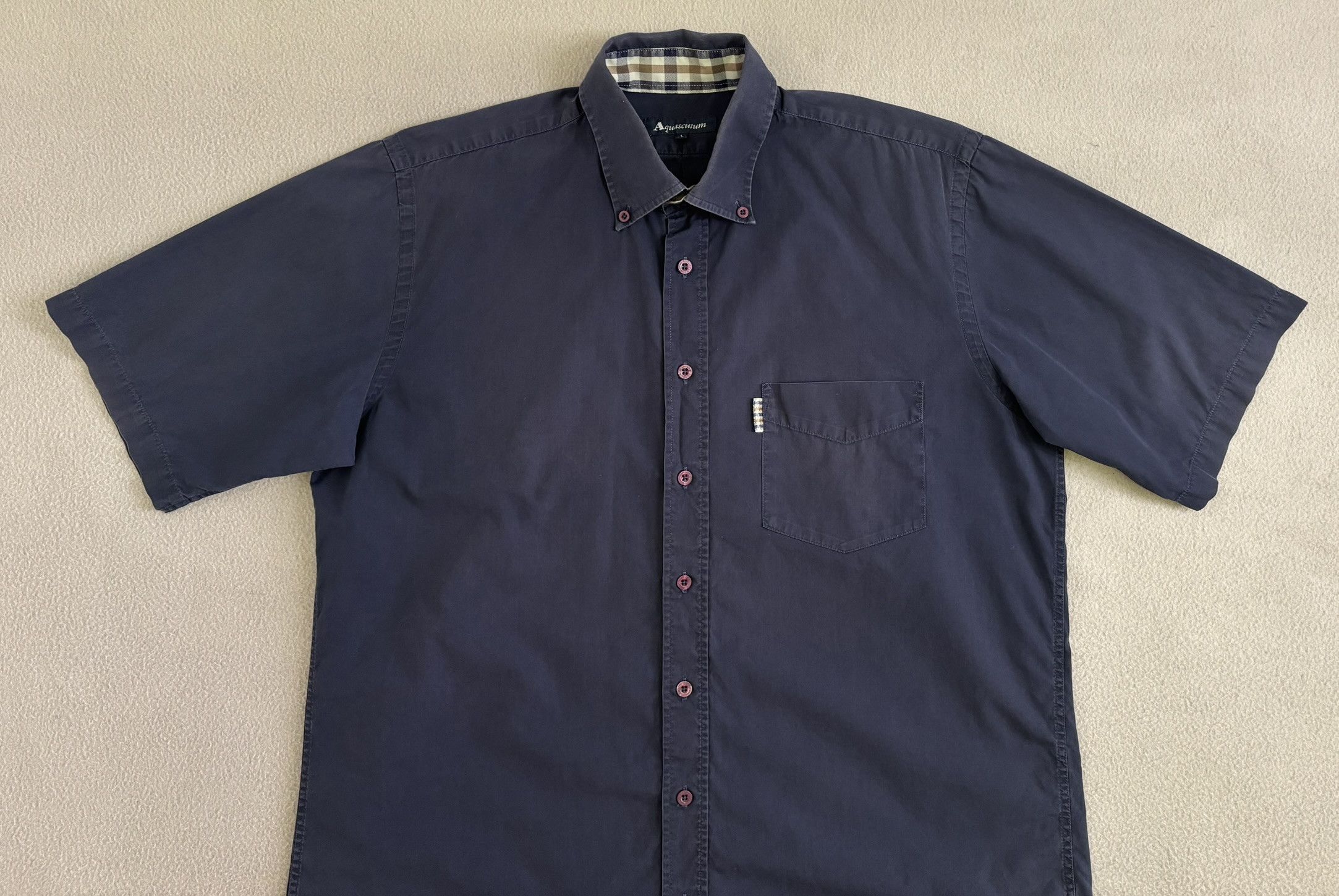Aquascutum Aquascutum navy short shirt large Size US L / EU 52-54 / 3 - 7 Thumbnail