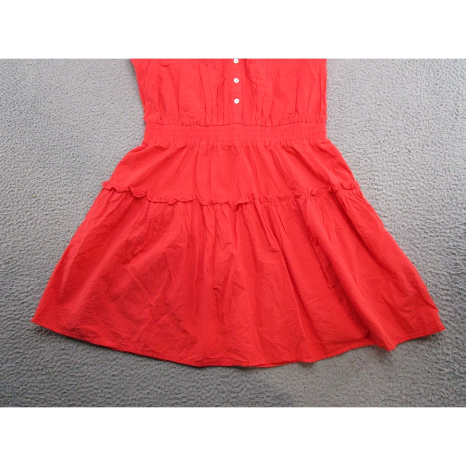 Vintage Pinch Dress Women’s SZ L Red Sleeveless Shift Button Front Tiered Elastic Waist Flutter Sleeve Bohemian Casual Party Wedding Long Dress Size L / US 10 / IT 46 - 2 Thumbnail