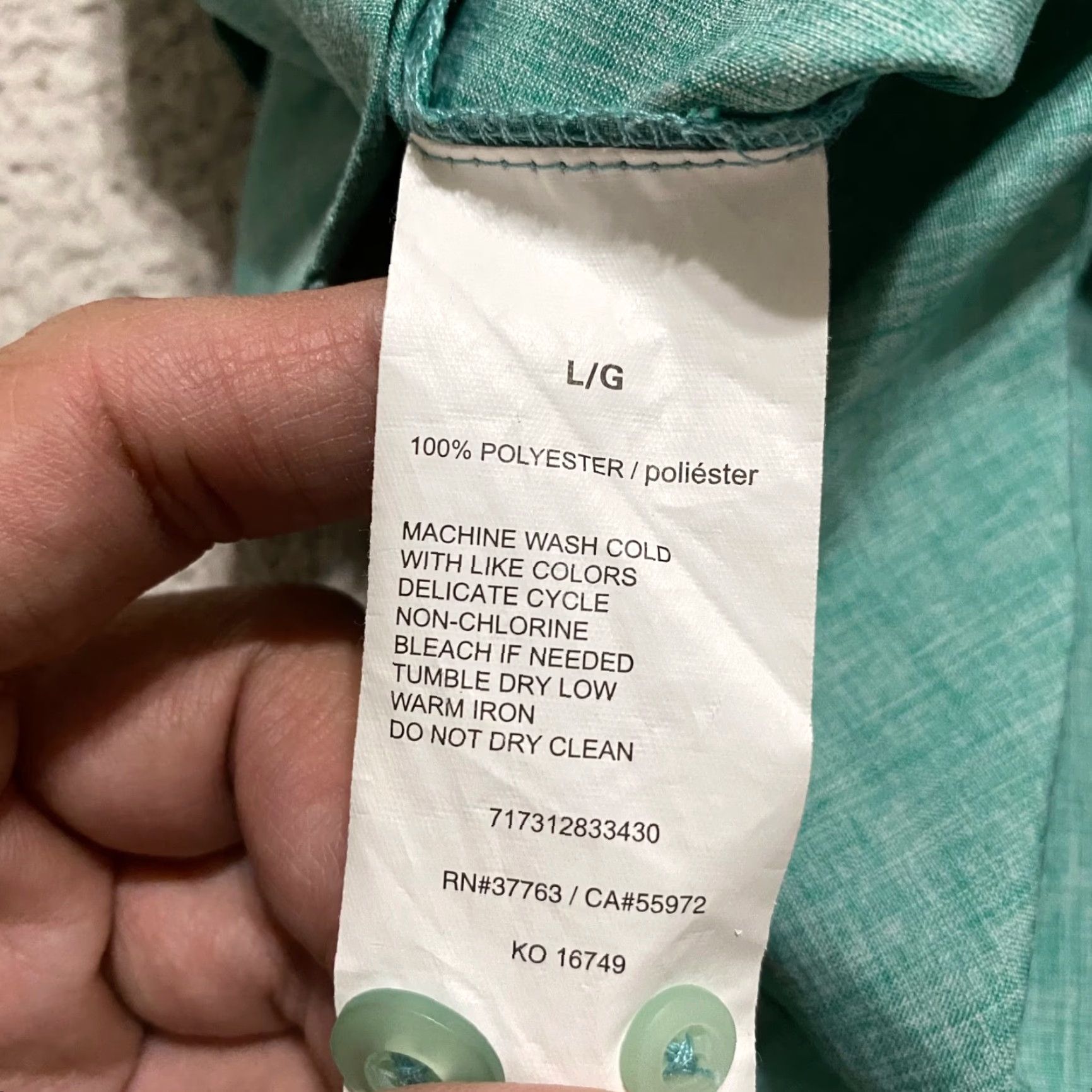 Cubavera Cubavera Men S Shirt L Green Solid Button Front Short Sleeve Outdoor Cuban Shirt Size US L / EU 52-54 / 3 - 4 Thumbnail