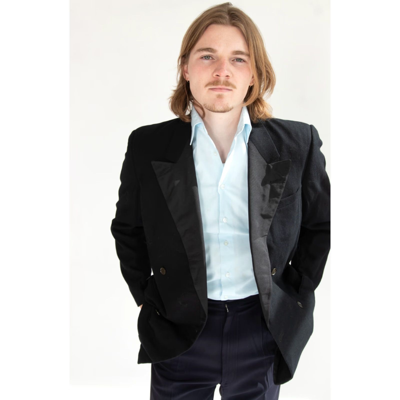 Vintage VINTAGE Black Tuxedo Jacket Large Men's Double-Breasted Blazer Size 42R - 6 Thumbnail