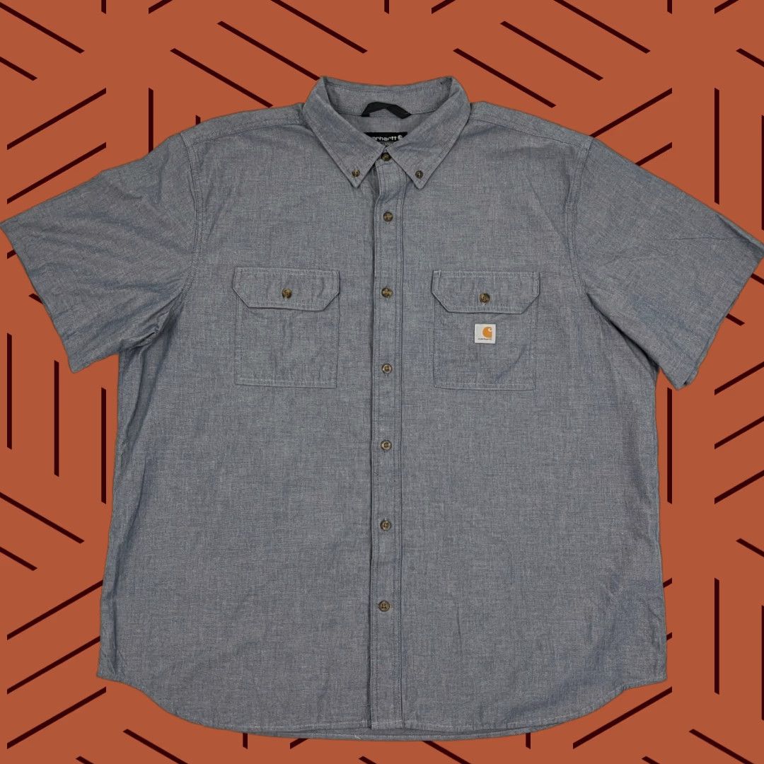 Carhartt Carhartt Mens 2XL Blue Button-Down Shirt Workwear Chambray Midweight Cotton Size US XXL / EU 58 / 5 - 1 Thumbnail