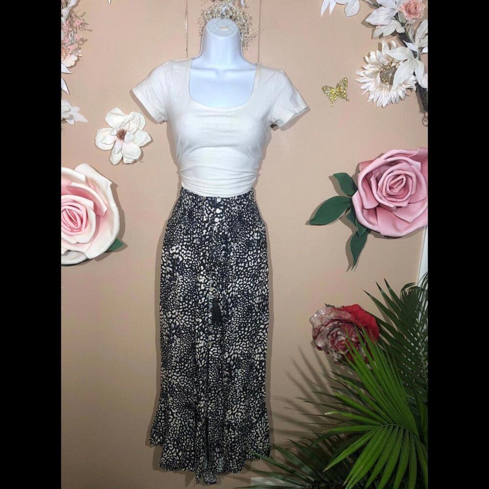 Other elastic waist maxi skirt Black and white Size 27" / US 4 / IT 40 - 1 Thumbnail