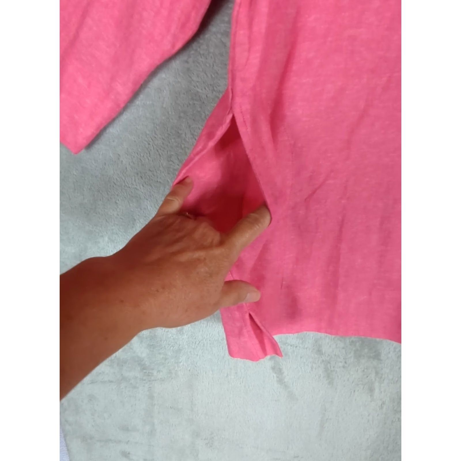Lands' End Lands' End Pink Linen Blend Tunic Shirt Size XL 3/4 Sleeve lagenlook Casual Women Size XL / US 12-14 / IT 48-50 - 2 Thumbnail