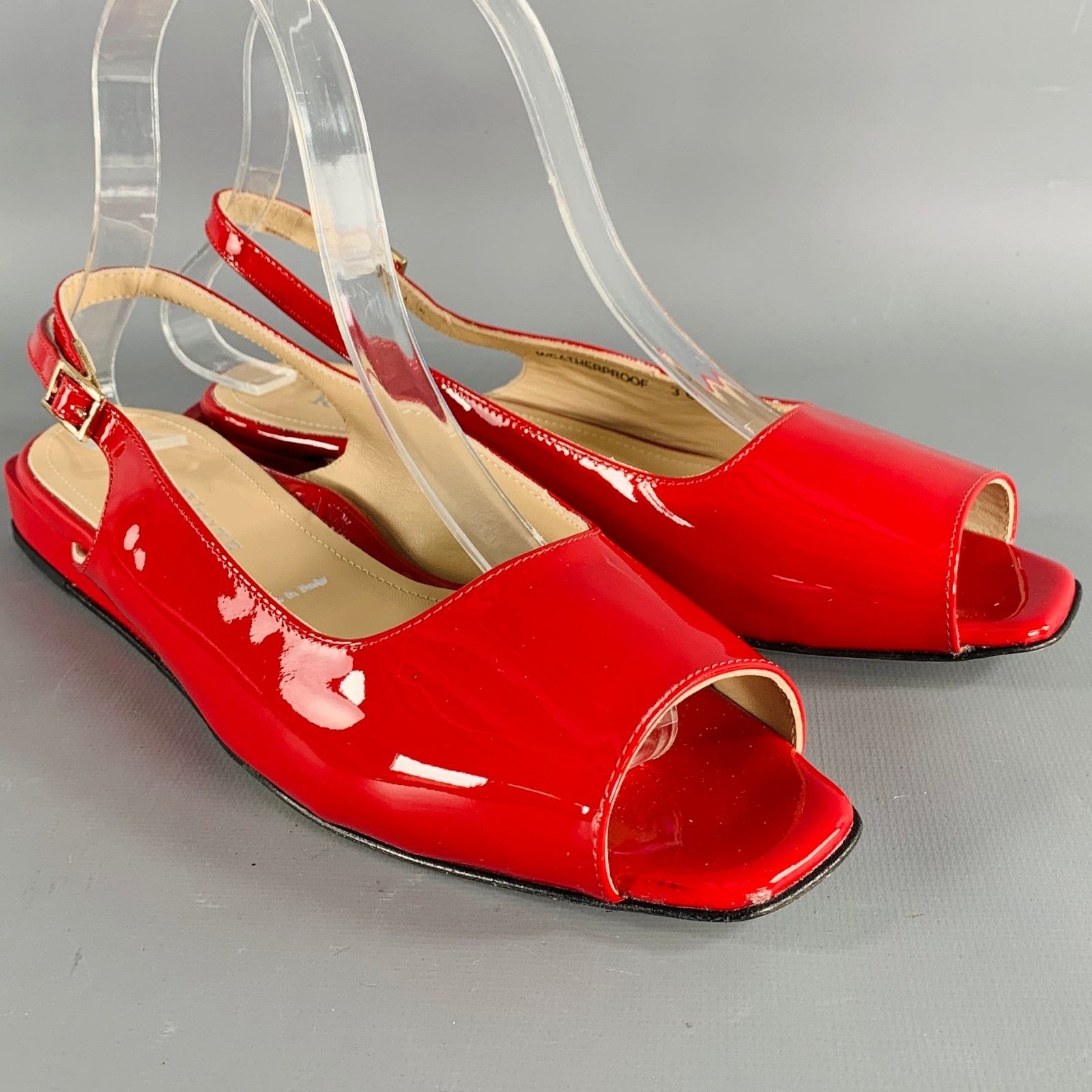 Ron White RON WHITE Size 6.5 Red Patent Leather Slingback Sandals Size US 6.5 / IT 36.5 - 1 Thumbnail