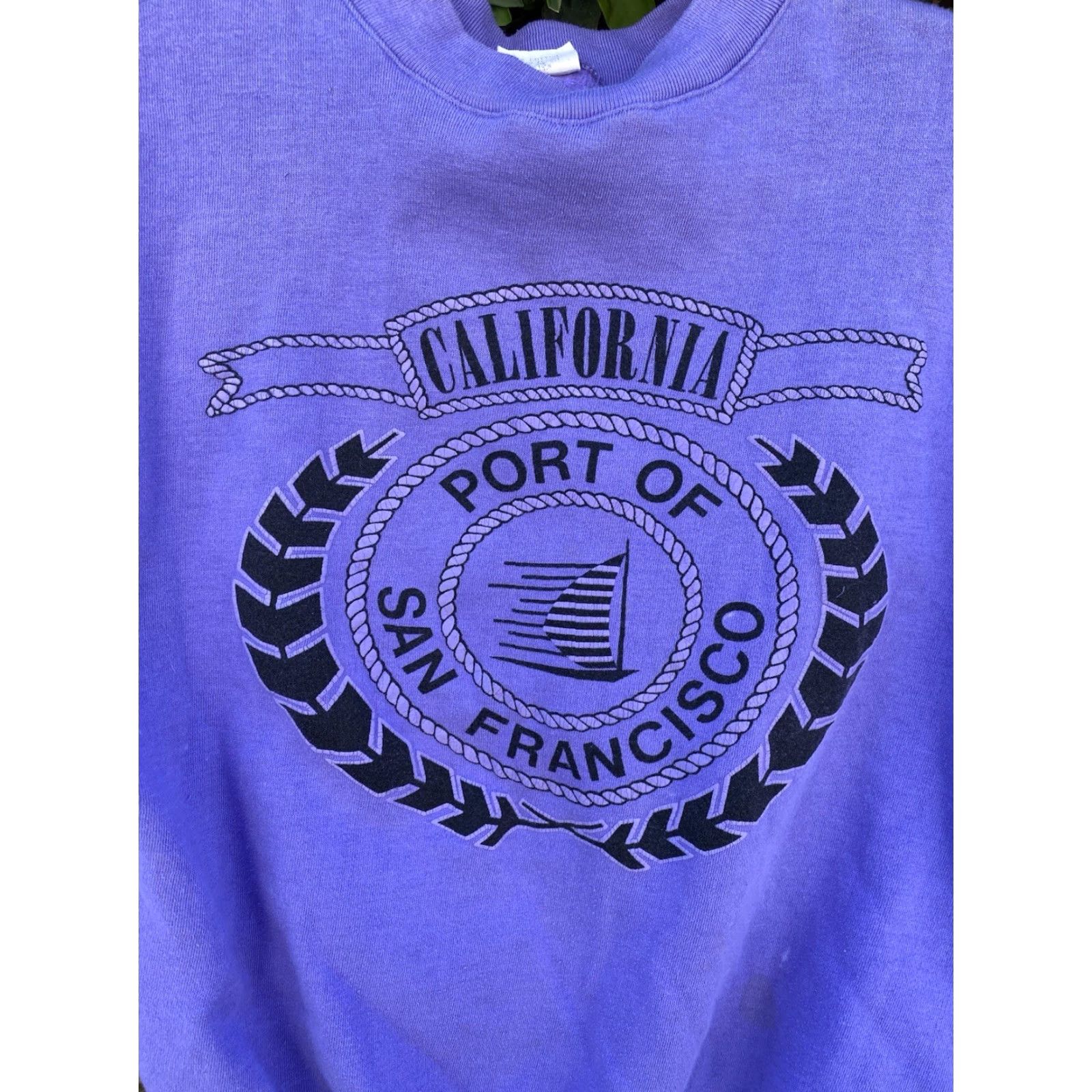 Vintage VINTAGE The Tops Port Of San Francisco Sweatshirt Purple Purple USA Made L Large Cotton Polyester blend Graphic Print Pullover Crewneck Men Size US L / EU 52-54 / 3 - 6 Thumbnail