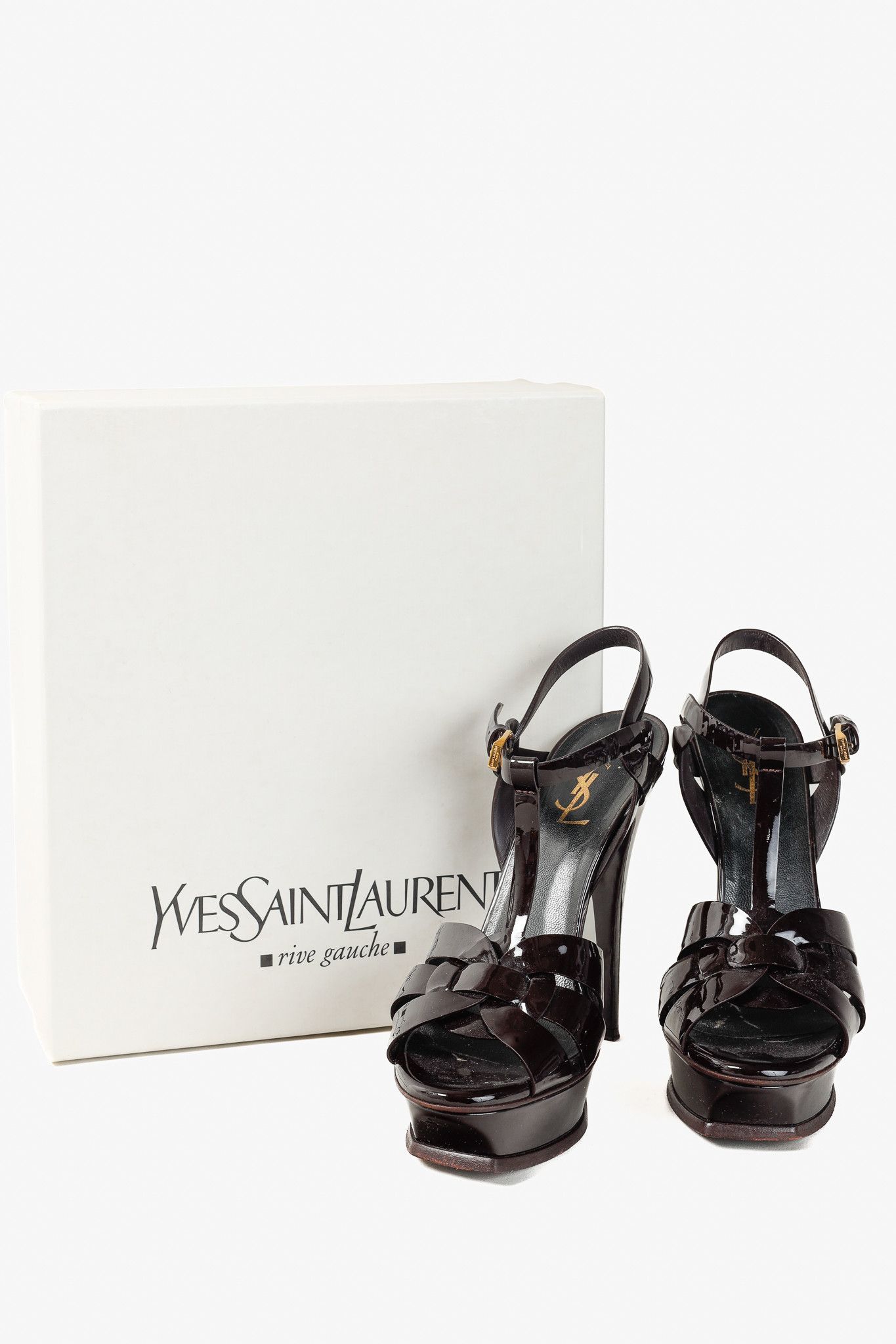 Yves Saint Laurent Saint Laurent Tribute Patent Leather Platform Sandal Size US 8.5 / IT 38.5 - 12 Thumbnail