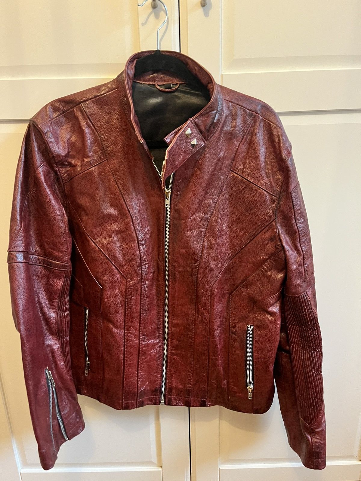 PHTMNE leather jacket red set