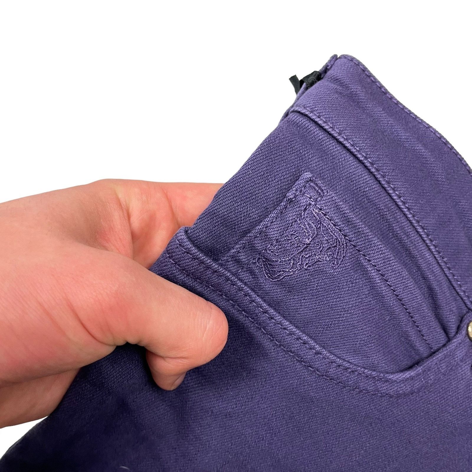 Versace Versace Women's Purple Denim Beaded Slim Fit Skinny Jeans 27 Size 27" / US 4 / IT 40 - 3 Thumbnail