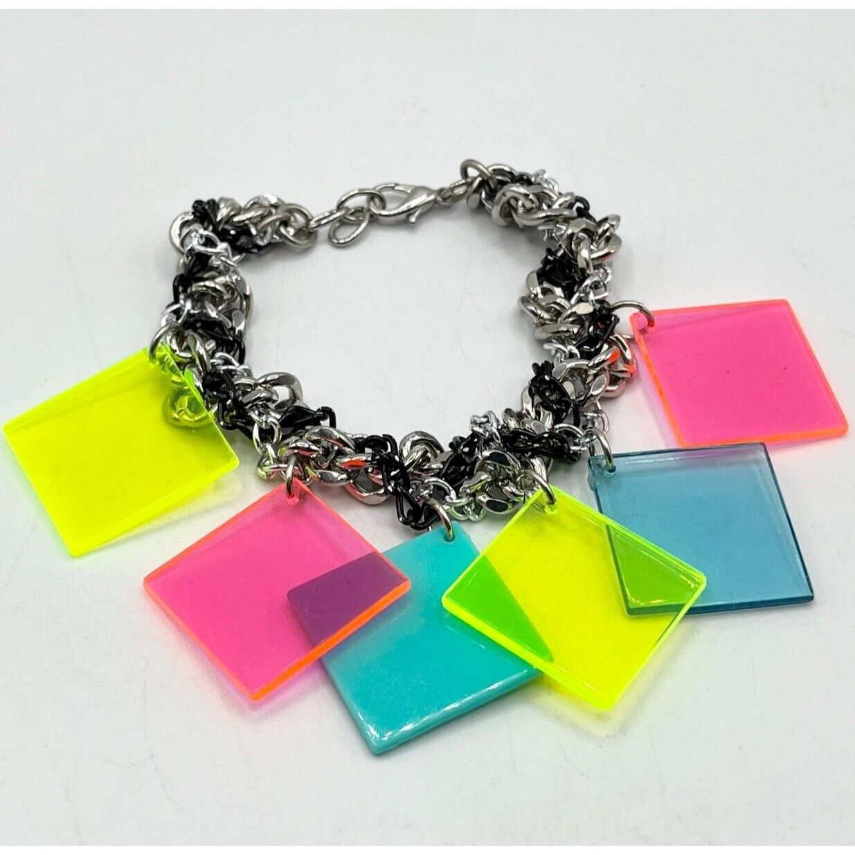 Vintage Multi chain plexiglass lucite charm bracelet Size ONE SIZE - 1 Thumbnail