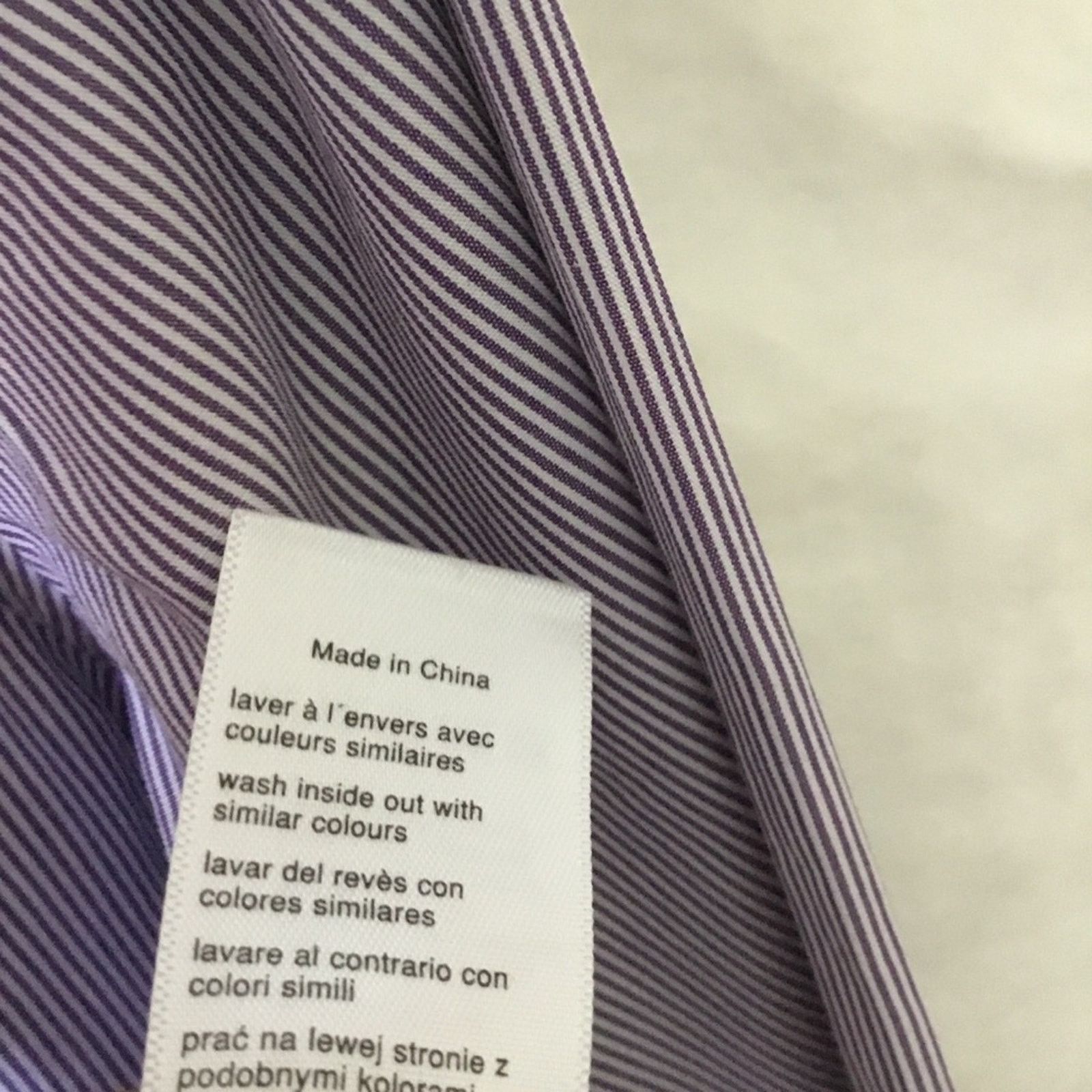 Celio Celio Men's Purple Blend Striped Button Down Dress Shirt Size US M / EU 48-50 / 2 - 6 Thumbnail