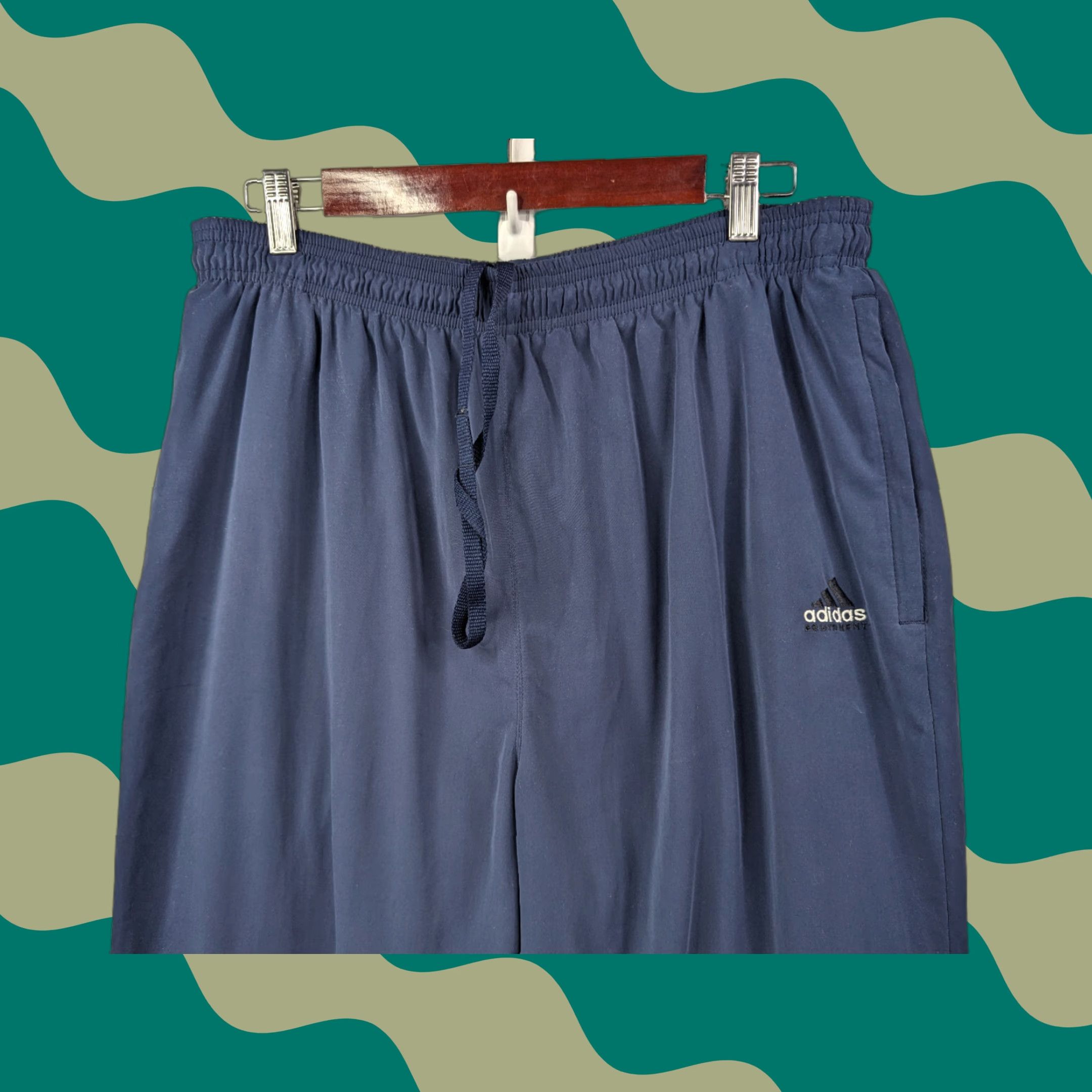 Adidas VINTAGE Adidas Equipment Track Pants Jogger Navy Blue Ankle Zip Size Large Size US 33 - 1 Thumbnail