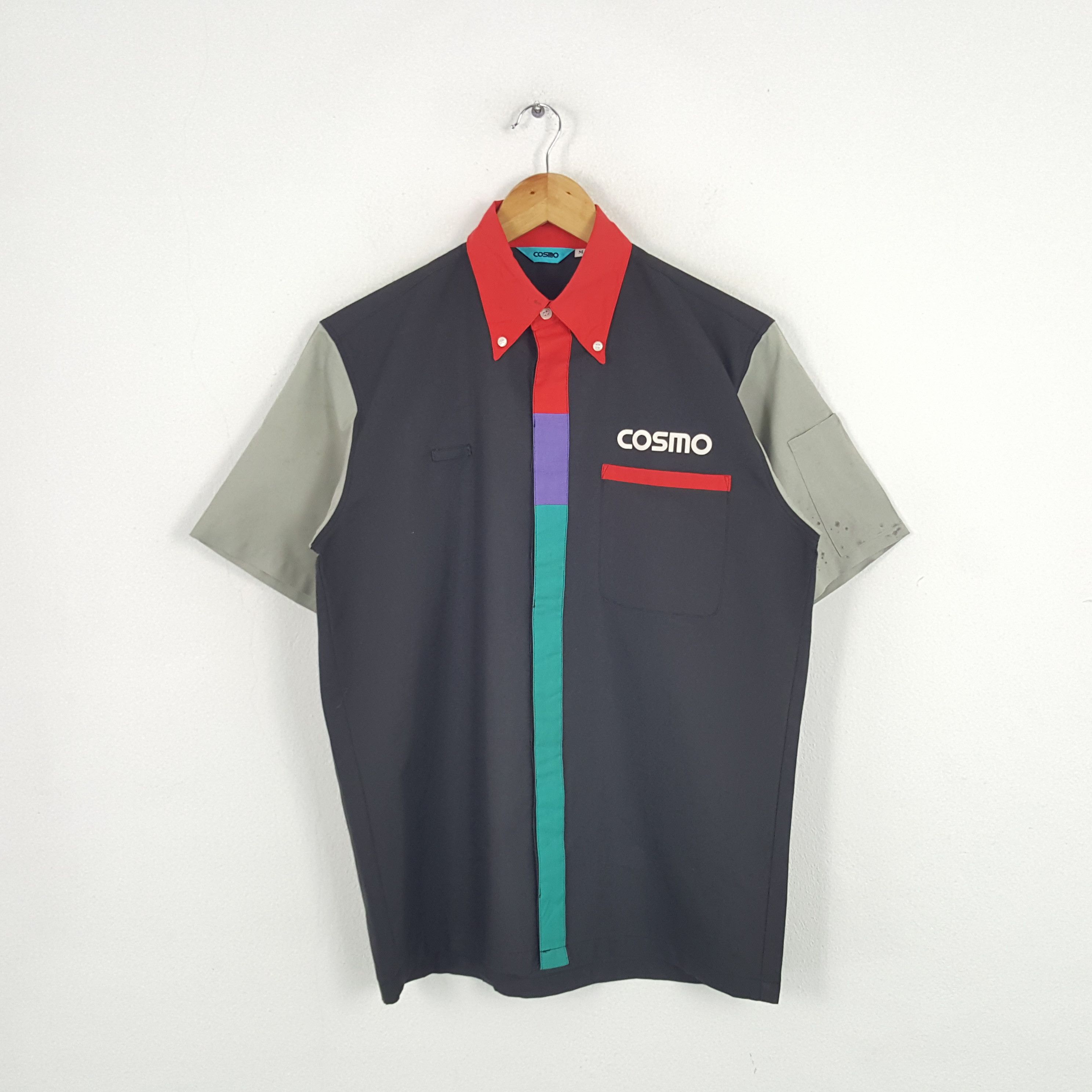Japanese Brand × Vintage Vintage Cosmo Japanese Racing Work Shirt Button Up Size US L / EU 52-54 / 3 - 1 Thumbnail