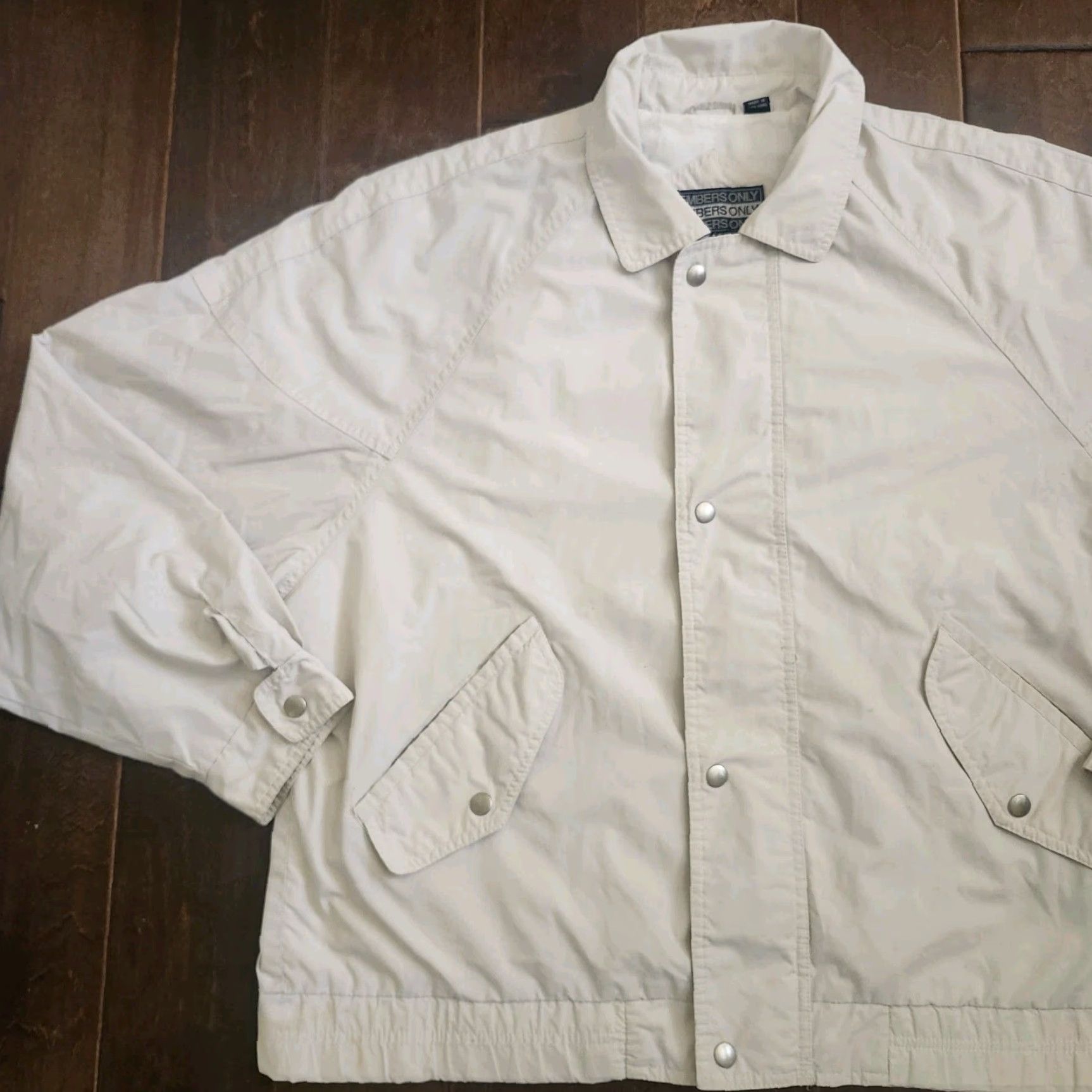 Members Only Members Only Mens Bomber Jacket Size 44 Large Ivory Cream USA Vintage No Stains | Jacket | Polyester | Mens Size US S / EU 44-46 / 1 - 3 Thumbnail
