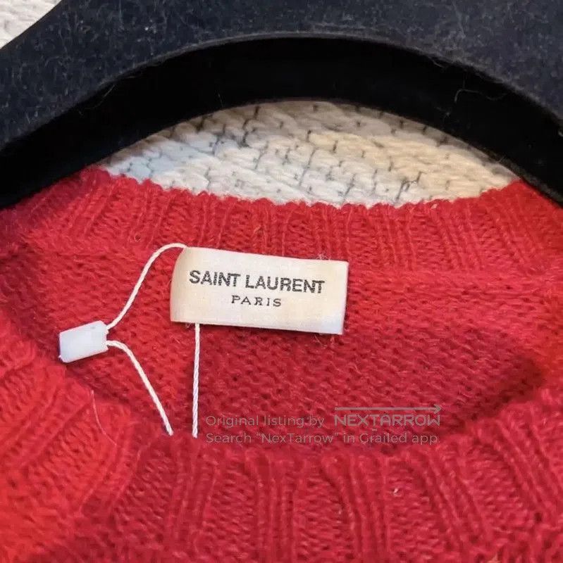 Yves Saint Laurent YSL Red Wool Long Sleeve Knit Sweater . Size S / US 4 / IT 40 - 3 Thumbnail