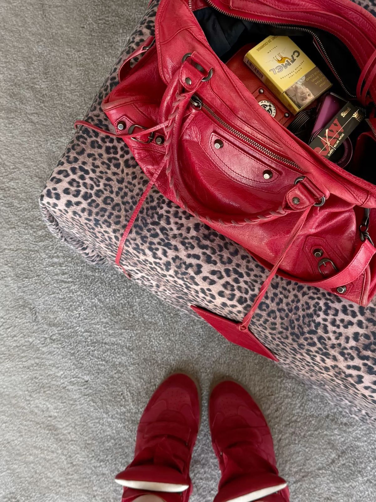Balenciaga Authentic Balenciaga Red City Bag Real Leather Handbag Size ONE SIZE - 7 Thumbnail
