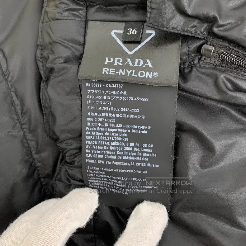 Prada Prada 21 black logo triangle stand-up collar down jacket Size XXS / US 00 / IT 34 - 6 Thumbnail