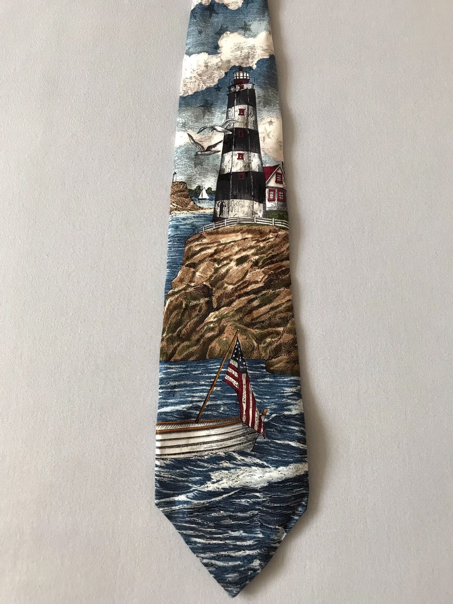 Vintage Vintage American Tango Silk Lighthouse Tie Size ONE SIZE - 1 Thumbnail